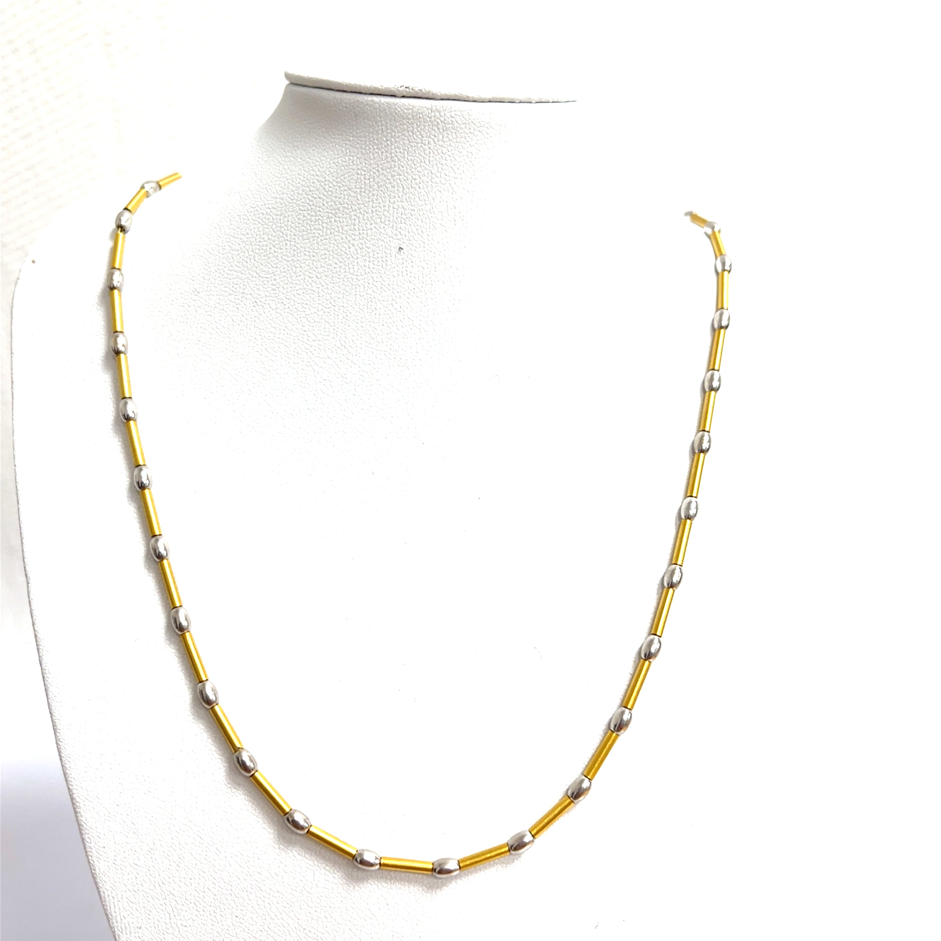 Kette Gelbgold und Weißgold 51cm