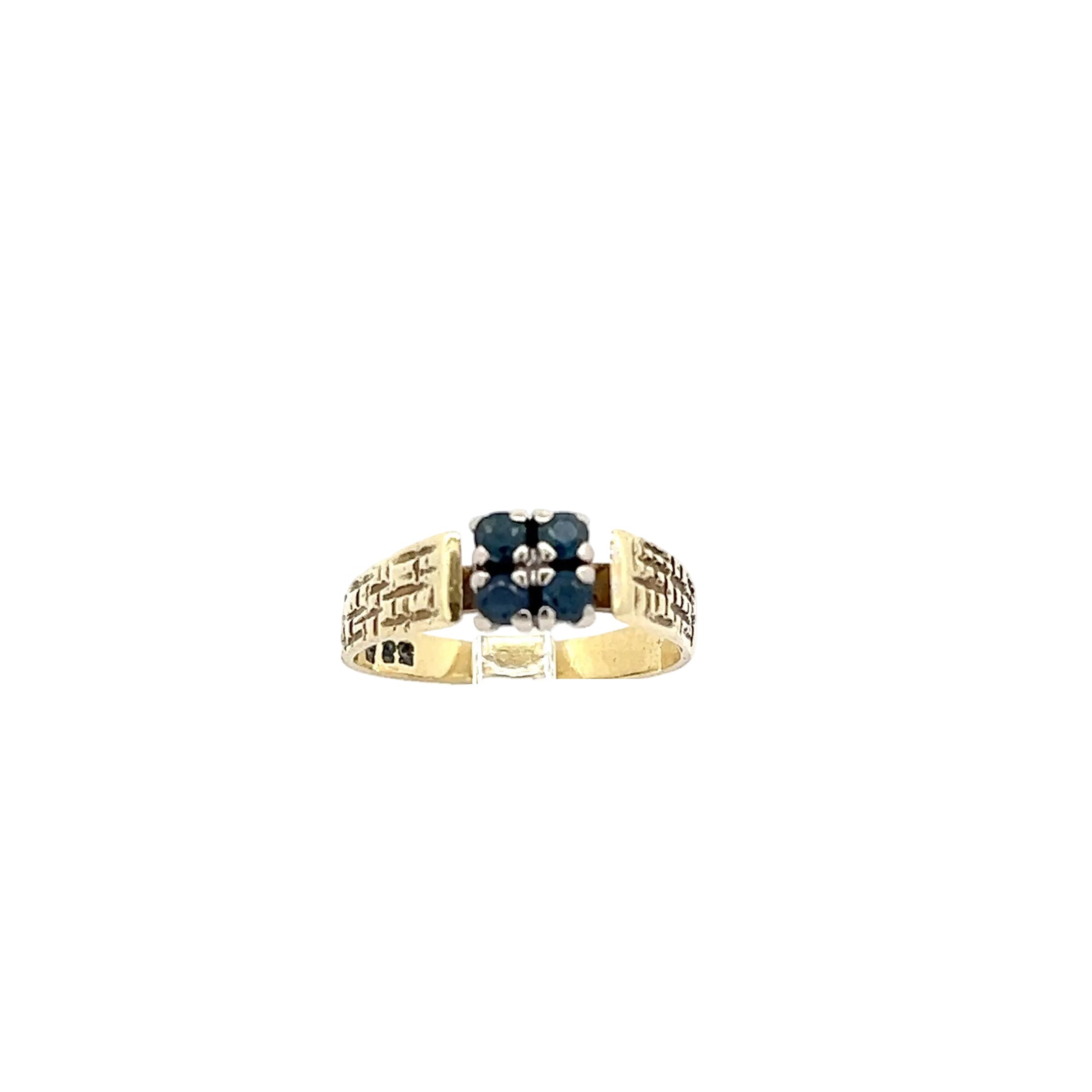 Ring Gelb Gold 585 14 Karat mit blauen Steinen