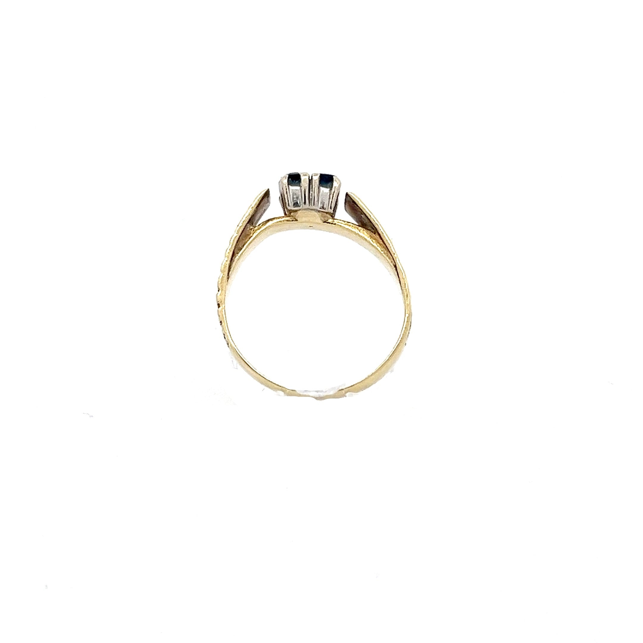 Ring Gelb Gold 585 14 Karat mit blauen Steinen