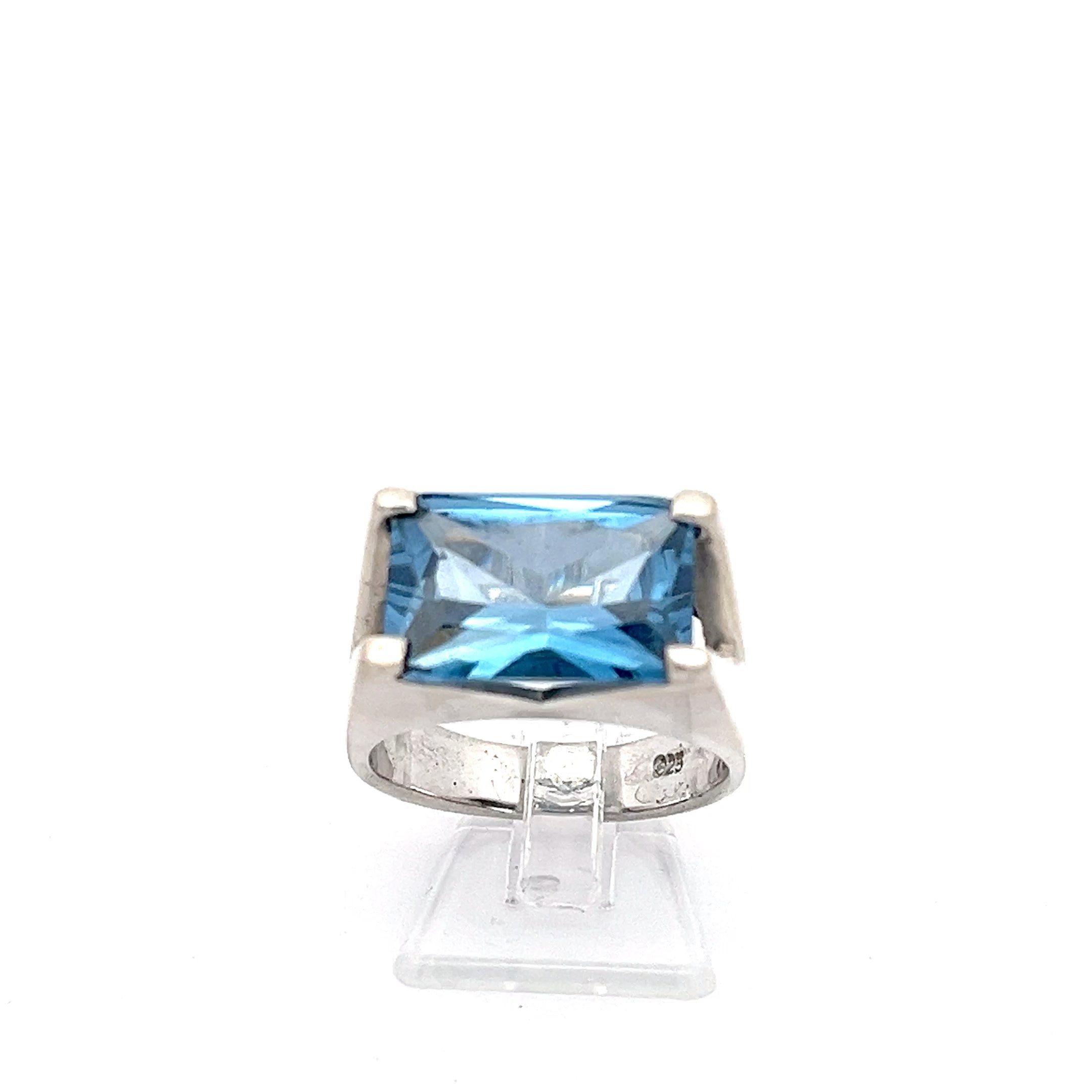Sterling Silber Ring mit blauem Stein *58
