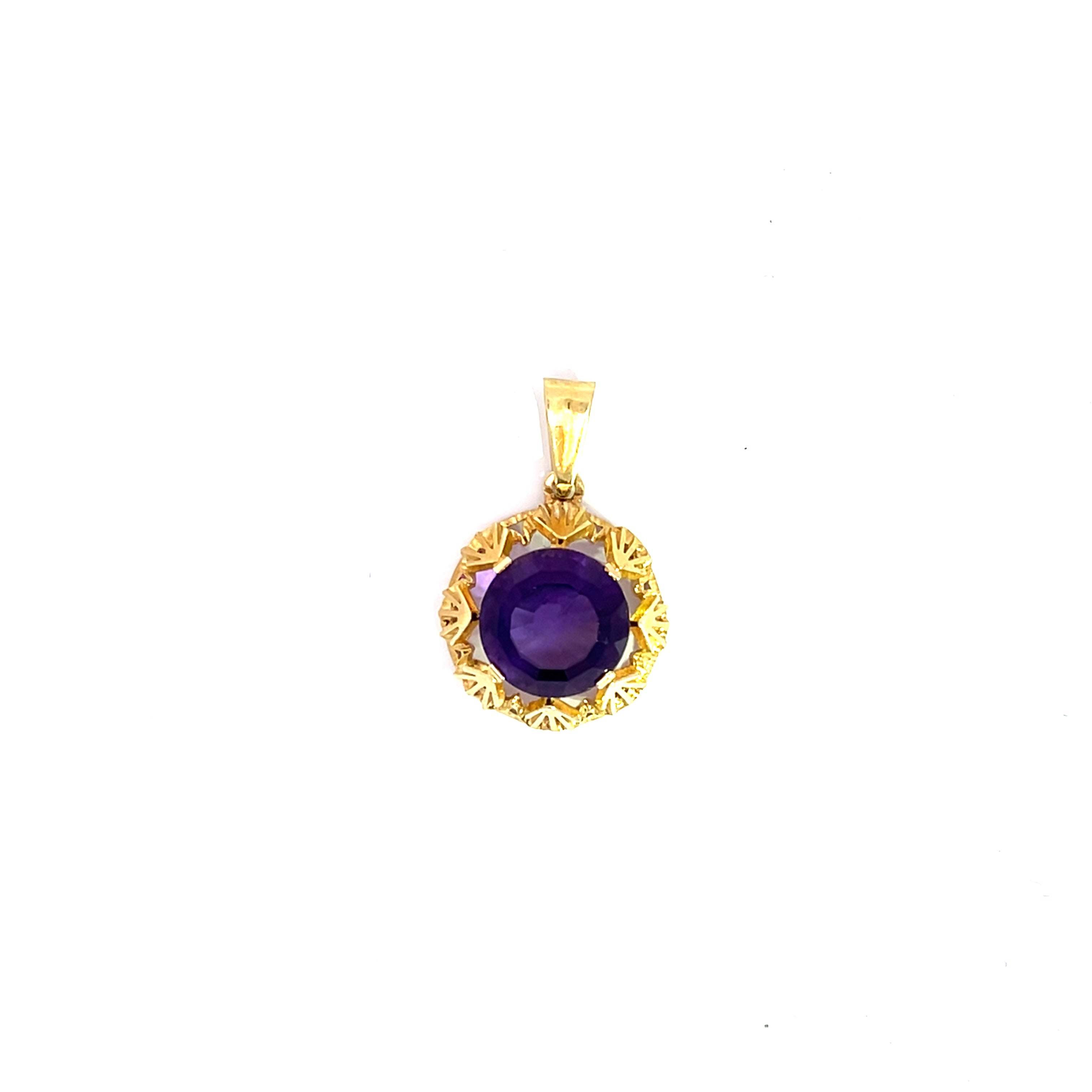 Kettenanhänger Schmuckanhänger 585 14 Karat Gold lila Stein