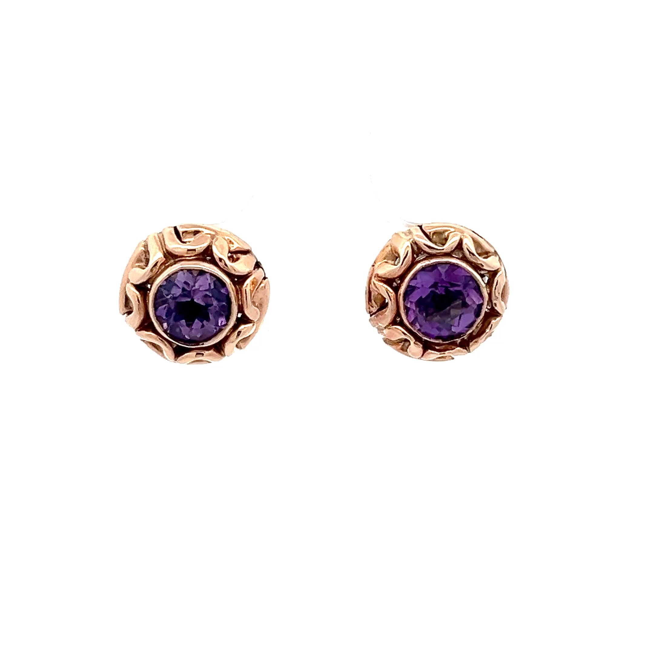 Ohrringe Gold 333 8 Karat mit lila Farbstein
