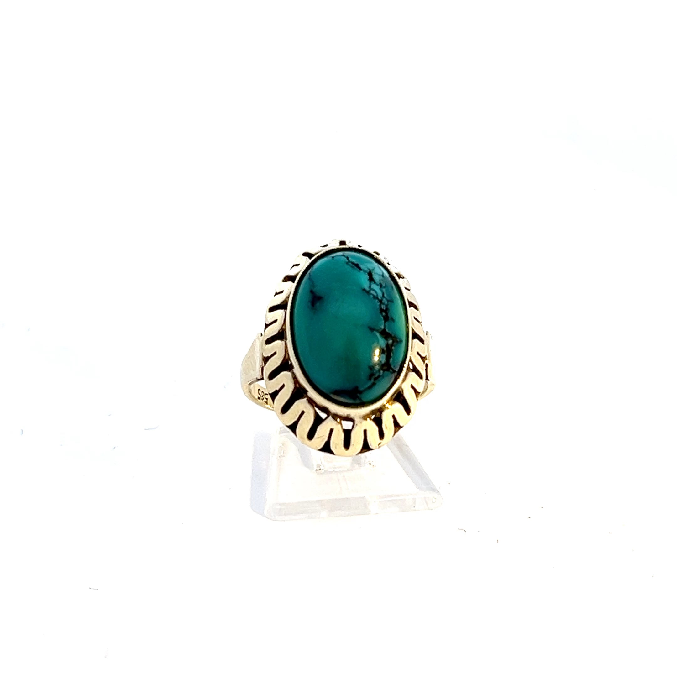 Ring 585 / 14 Karat Gold Türkiser Stein *52