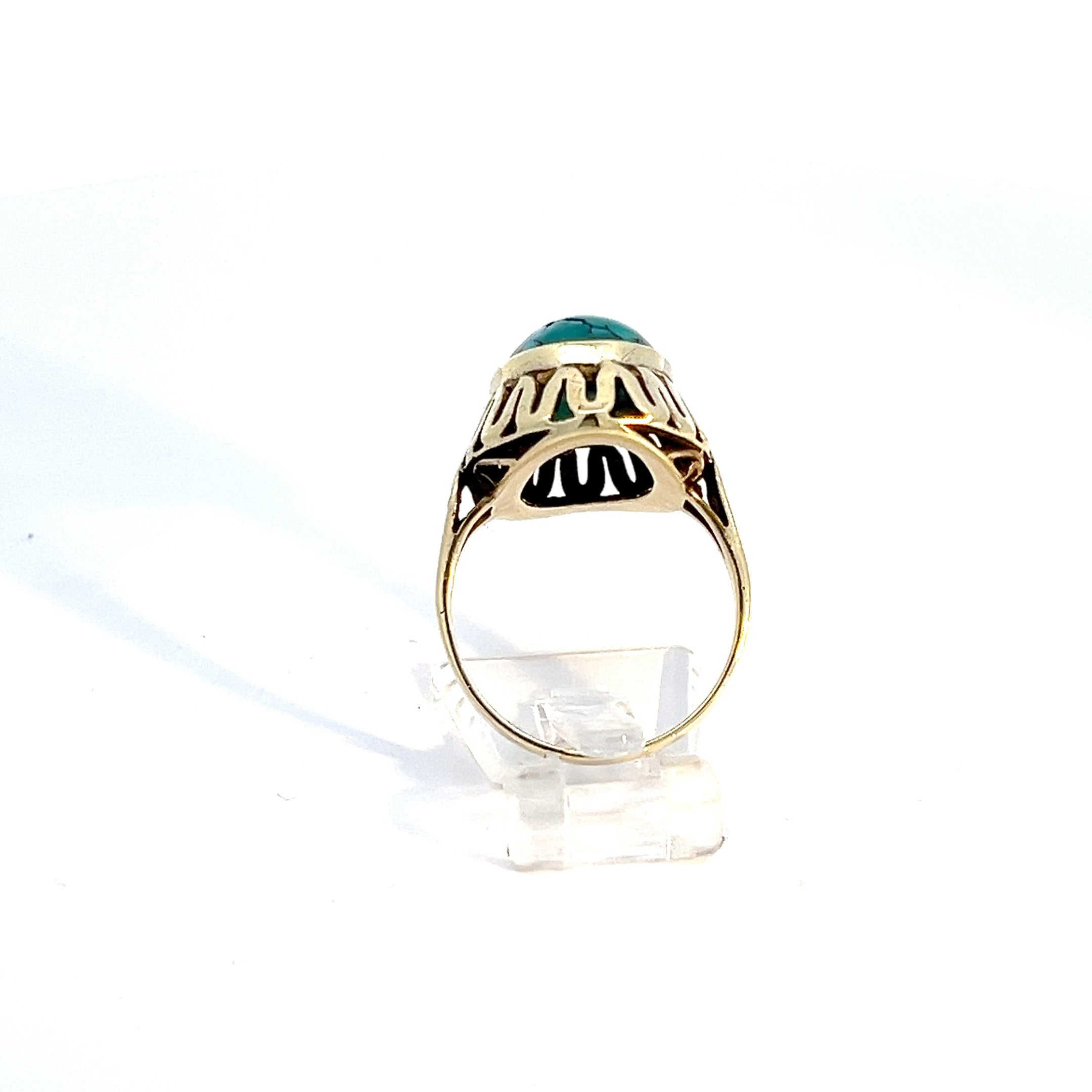 Ring 585 / 14 Karat Gold Türkiser Stein *52