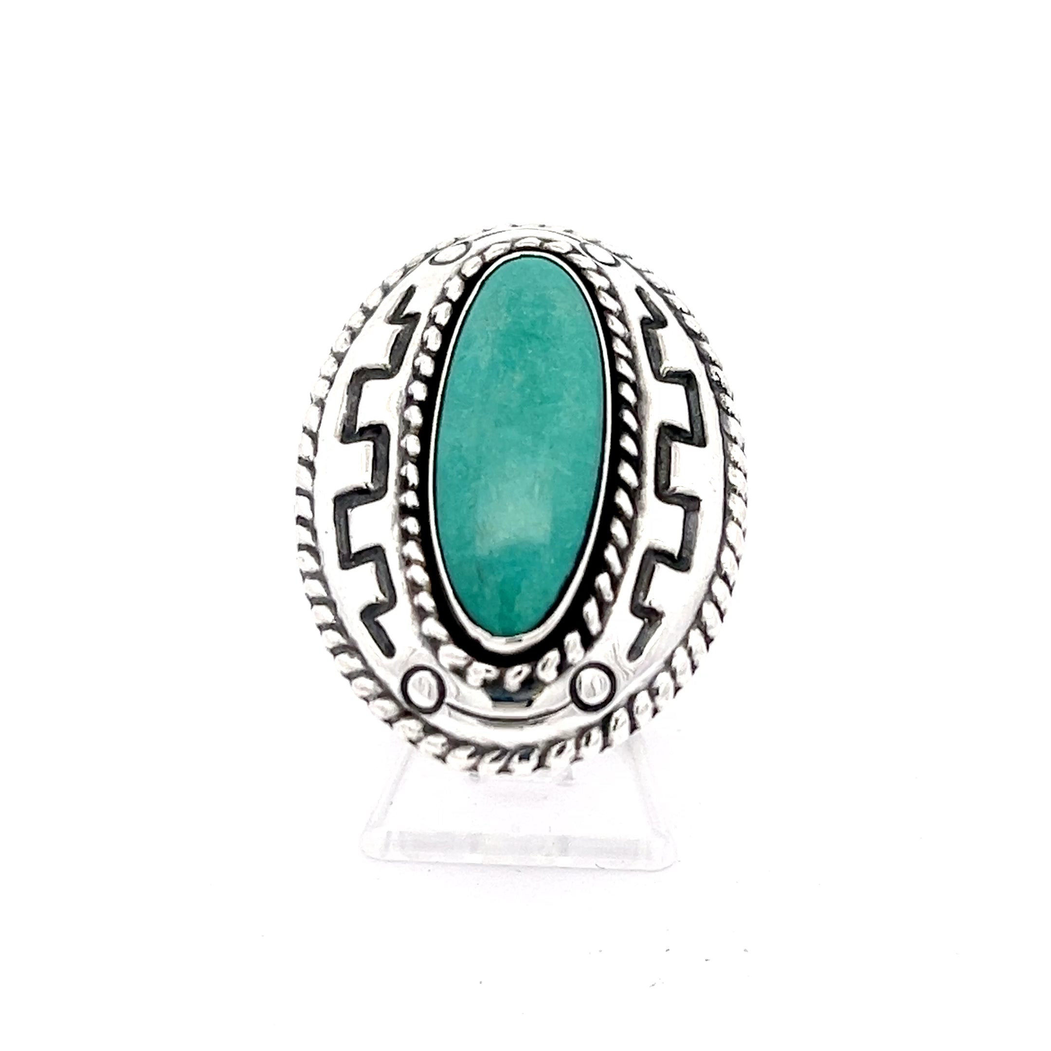 Vintage Damen Ring Sterling Silber türkiser Stein *60