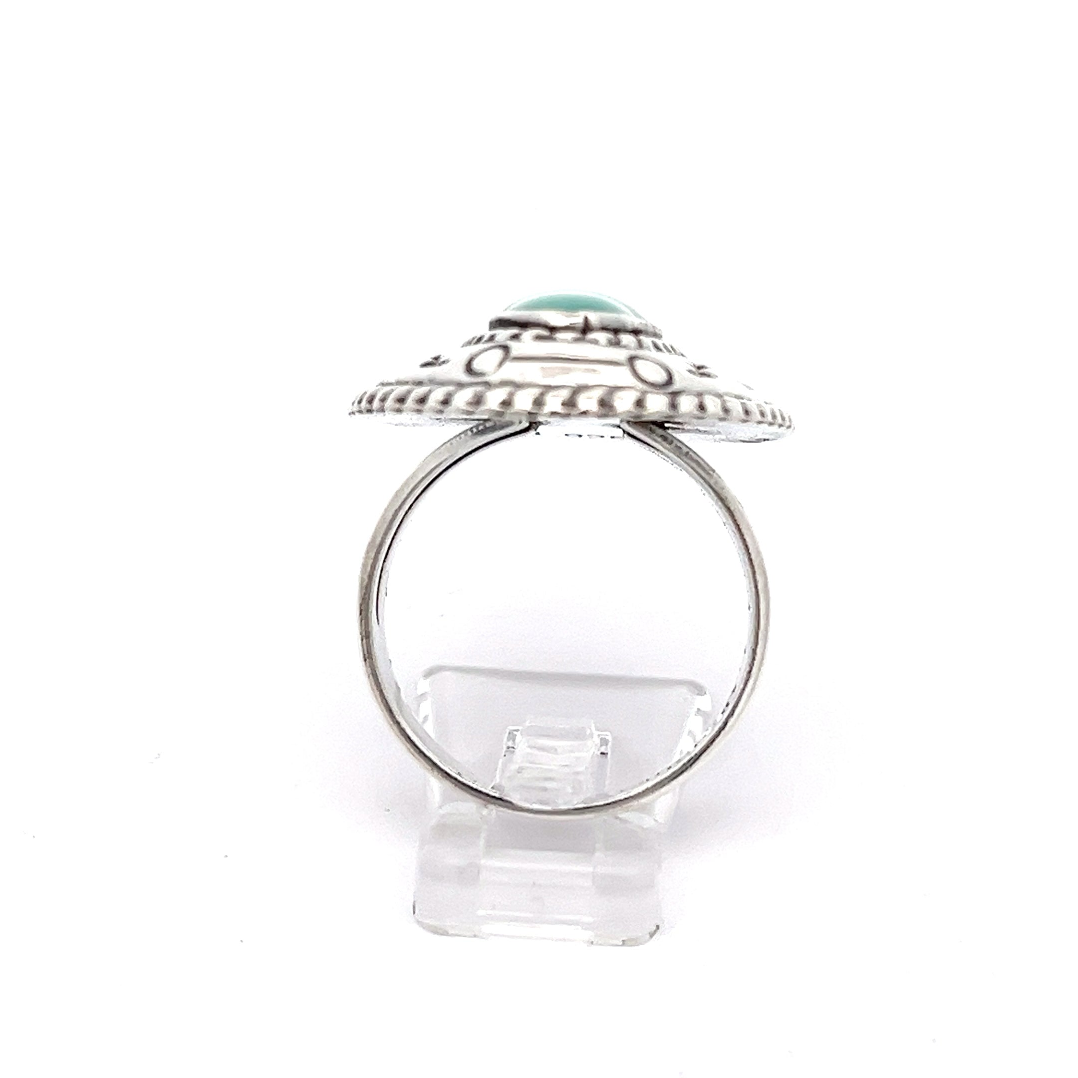 Vintage Damen Ring Sterling Silber türkiser Stein *60