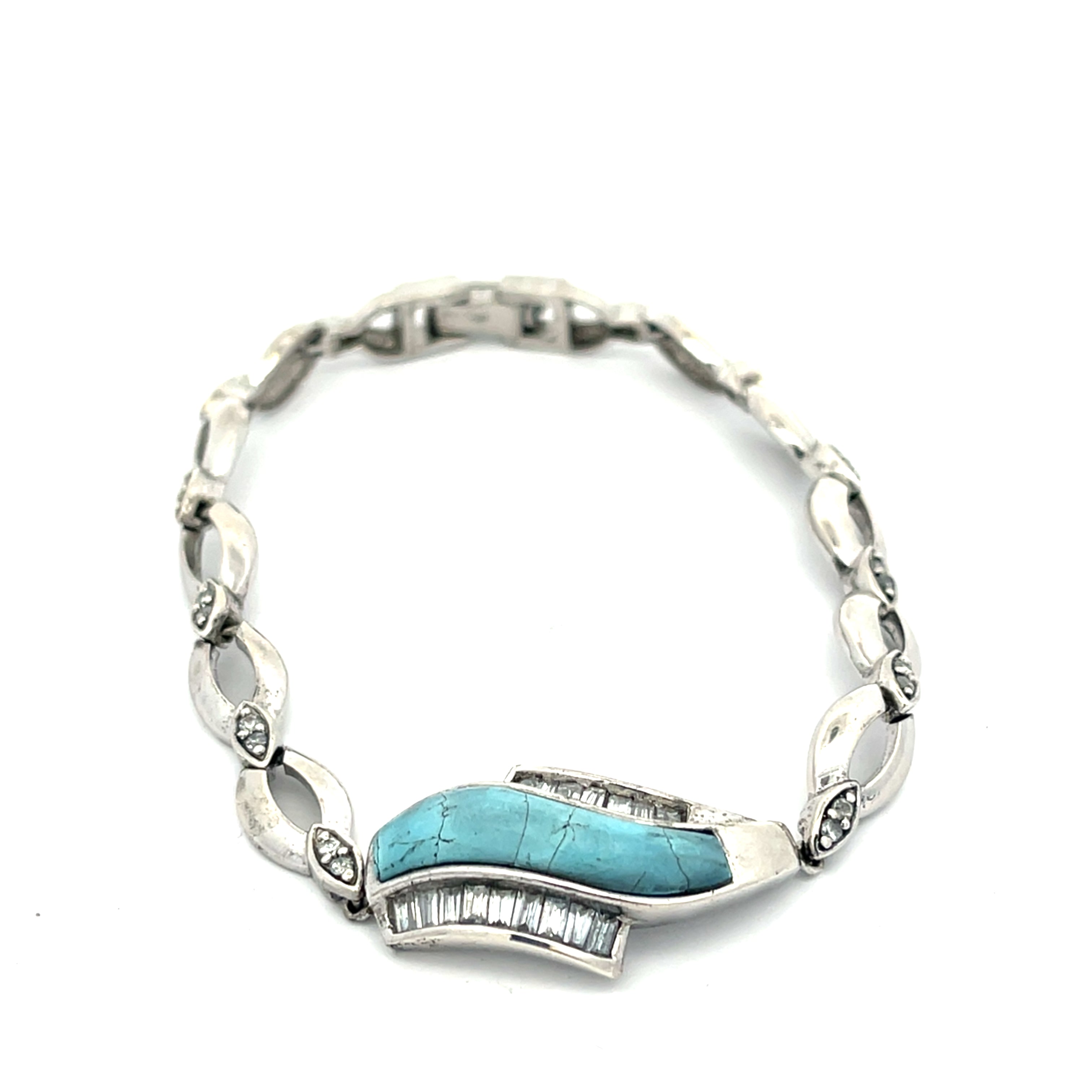 Armband Silber 925 Farbstein türkis und Zirkonia