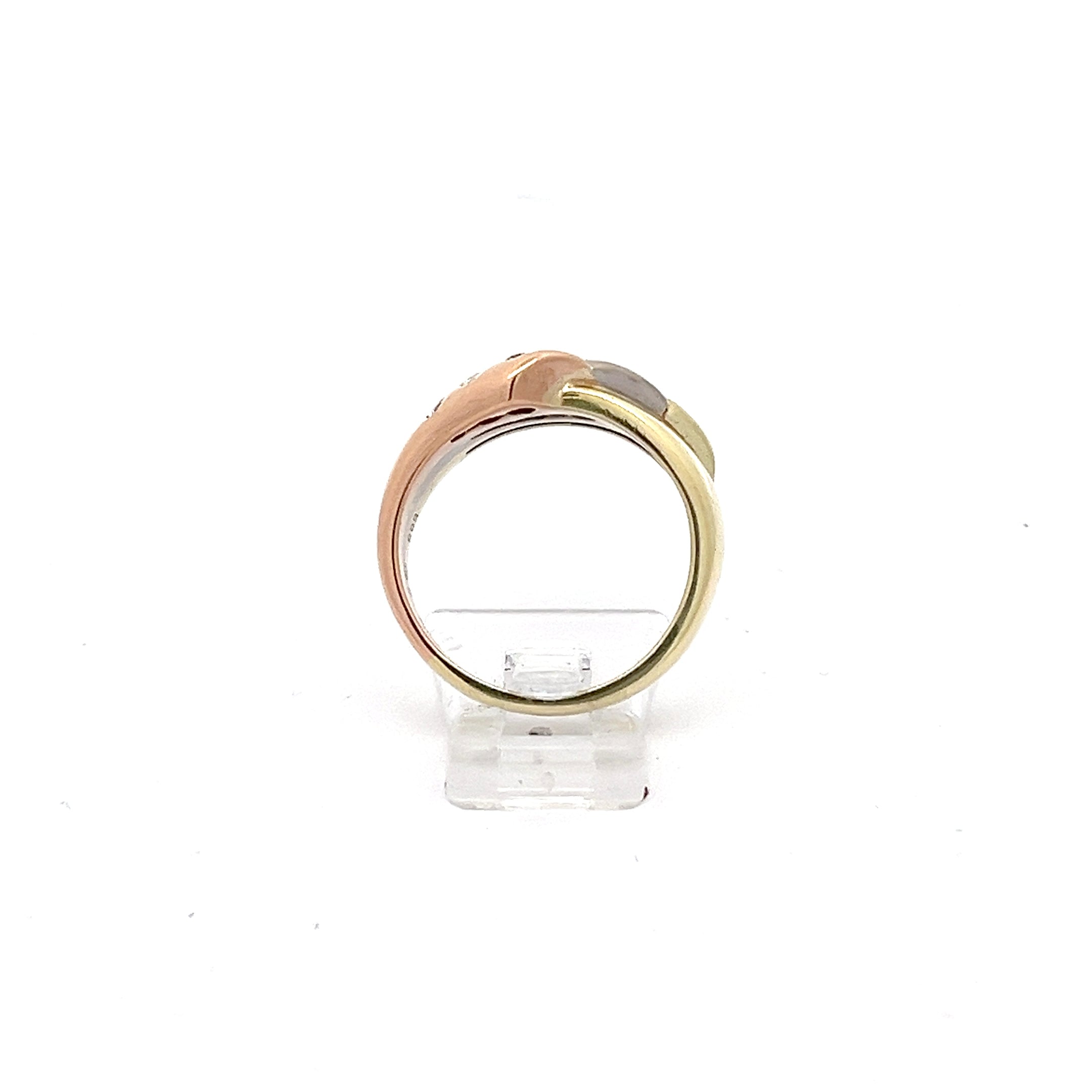 Tricolor Gold Ring mit Brillanten 585 14 Karat *55
