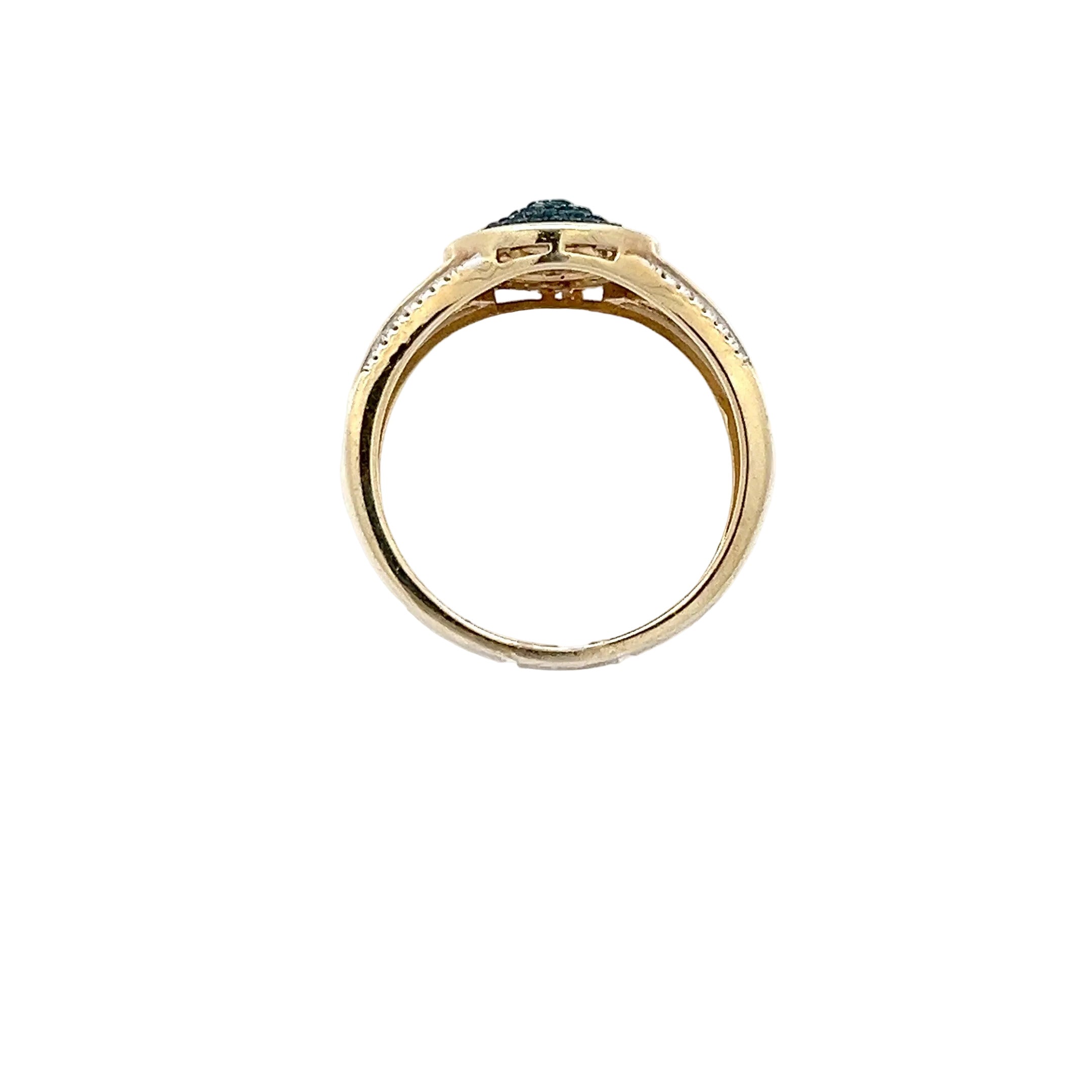 Ring Silber vergoldet 925 mit blauen Steinen und Zirkonia *60