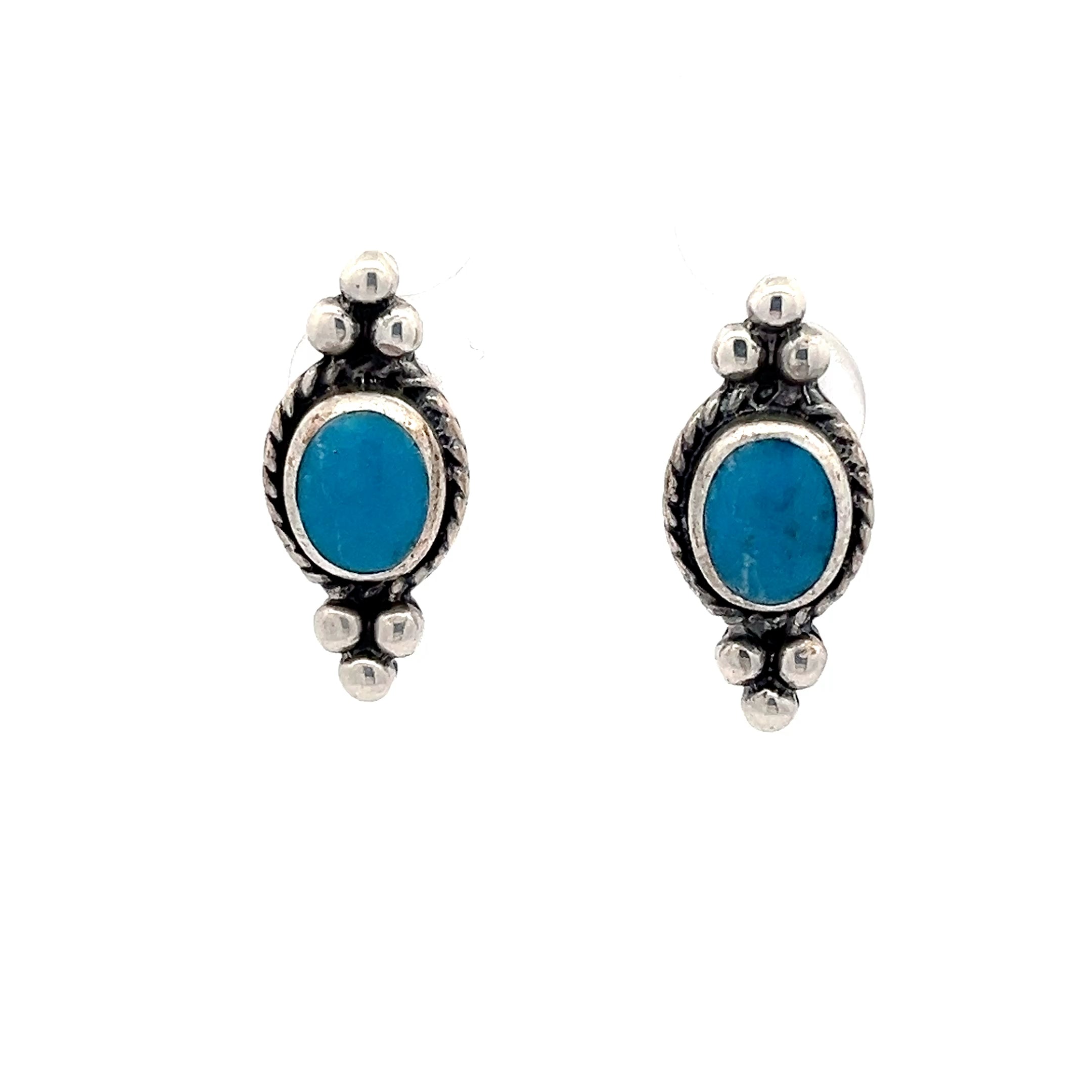 Vintage Boho Stil Ohrringe Silber 925 mit türkisem Stein