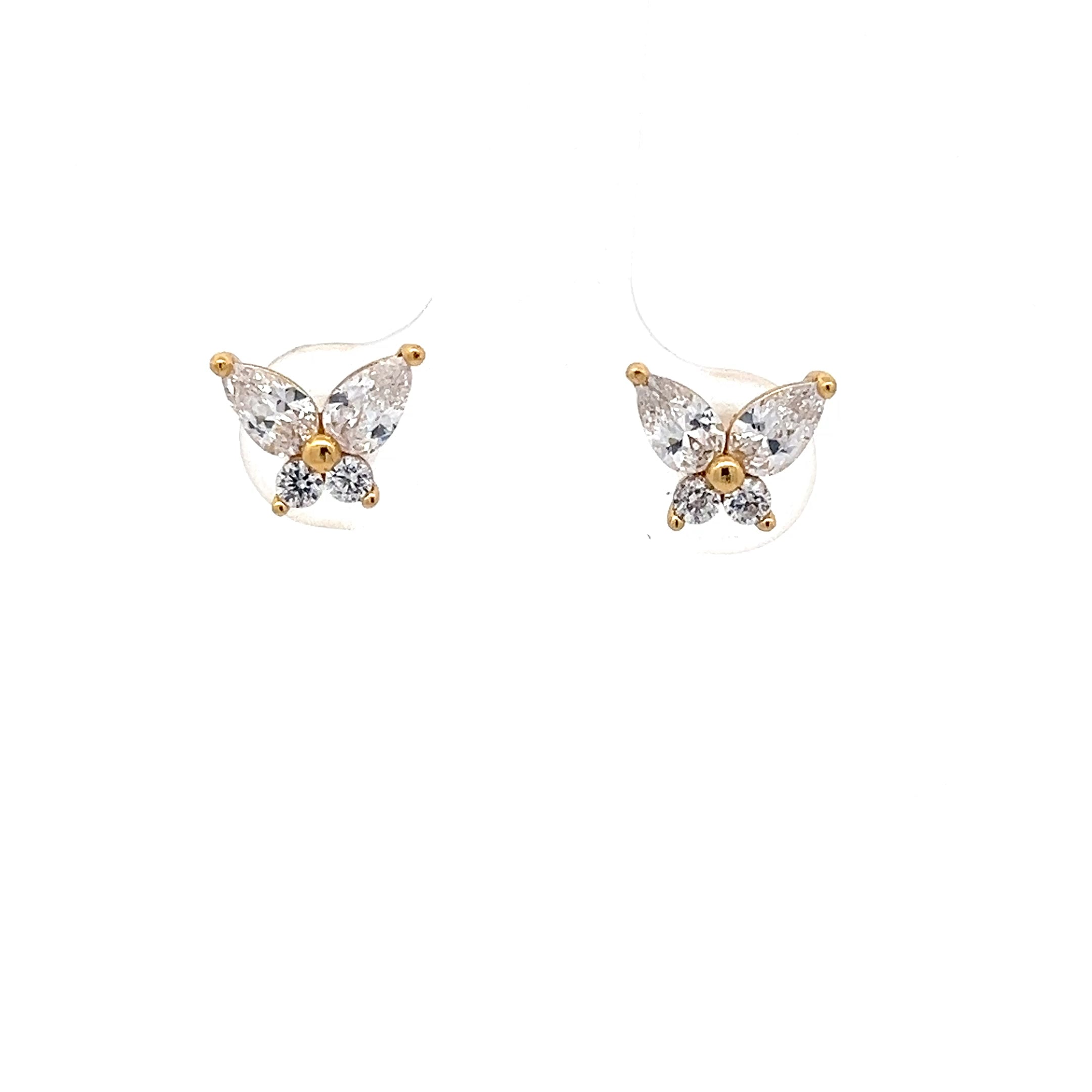Schmetterling Ohrstecker Sterling Silber 925 vergoldet mit Zirkonia