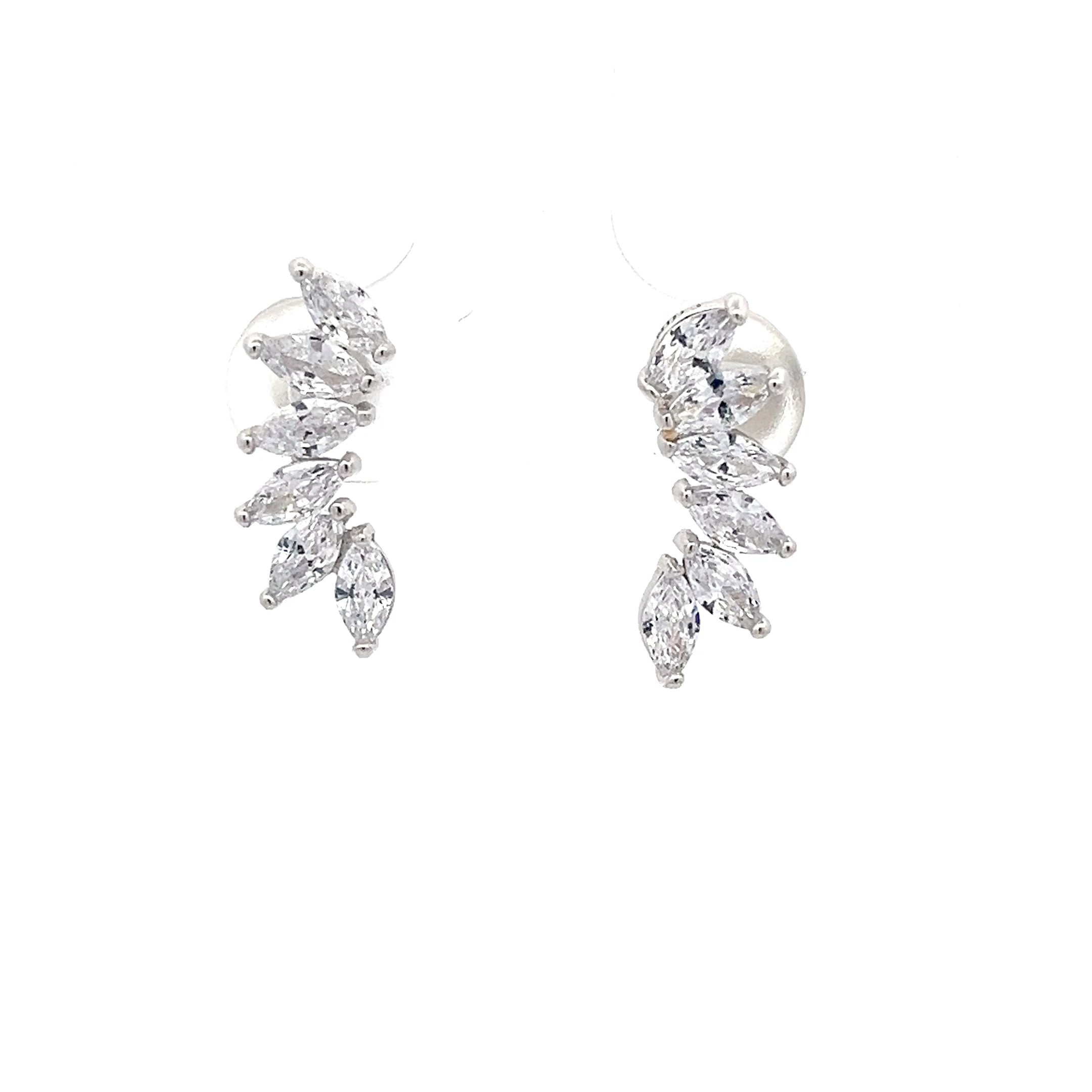 Ear Climber Blatt-Design Ohrringe Sterling Silber 925 mit Zirkonia