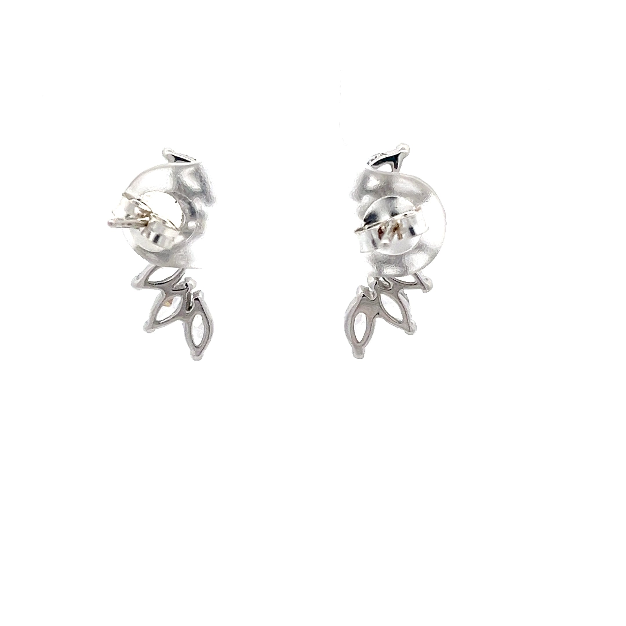 Ear Climber Blatt-Design Ohrringe Sterling Silber 925 mit Zirkonia