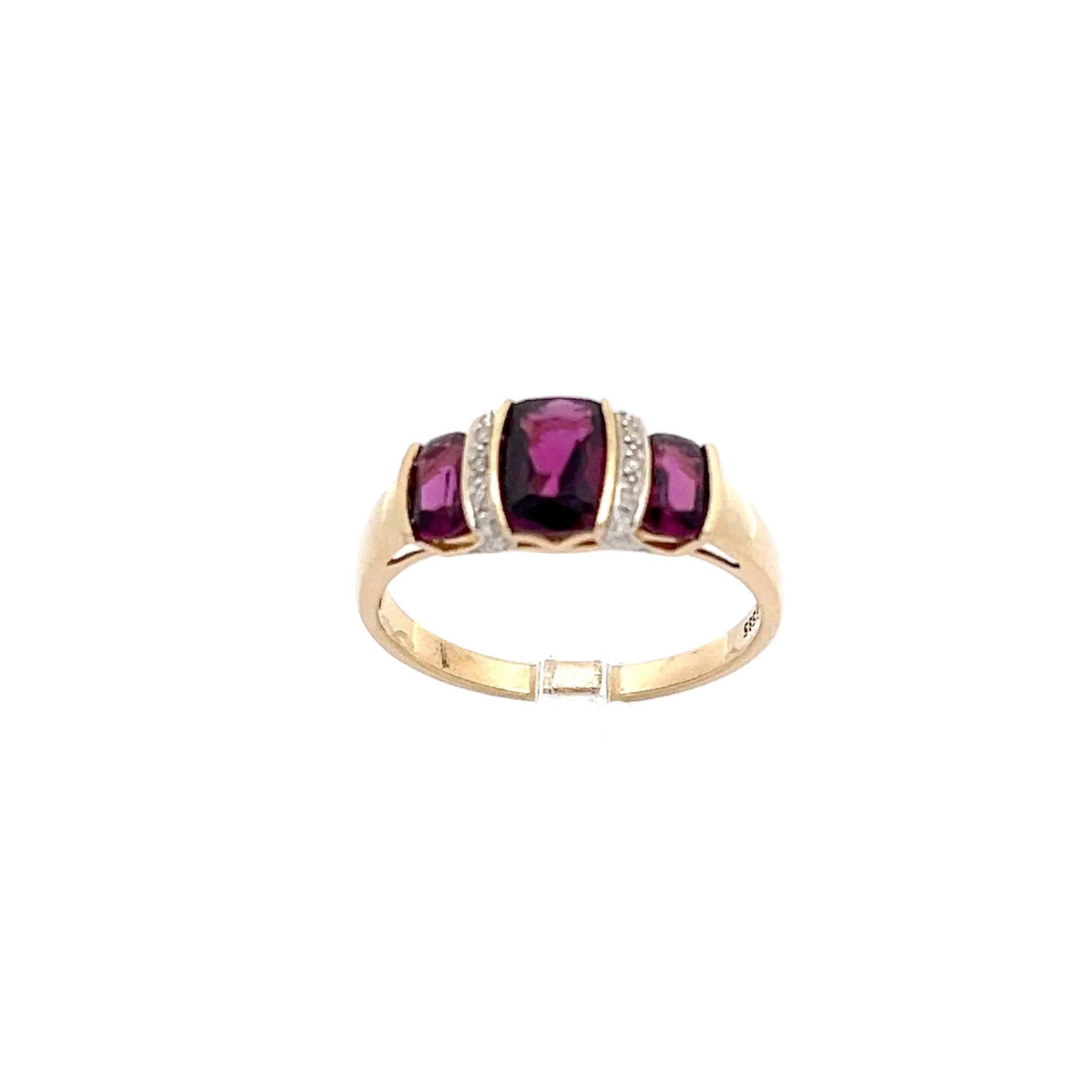 Diamanten Damenring Gelb Gold 585 14 Karat mit lila Steinen *66