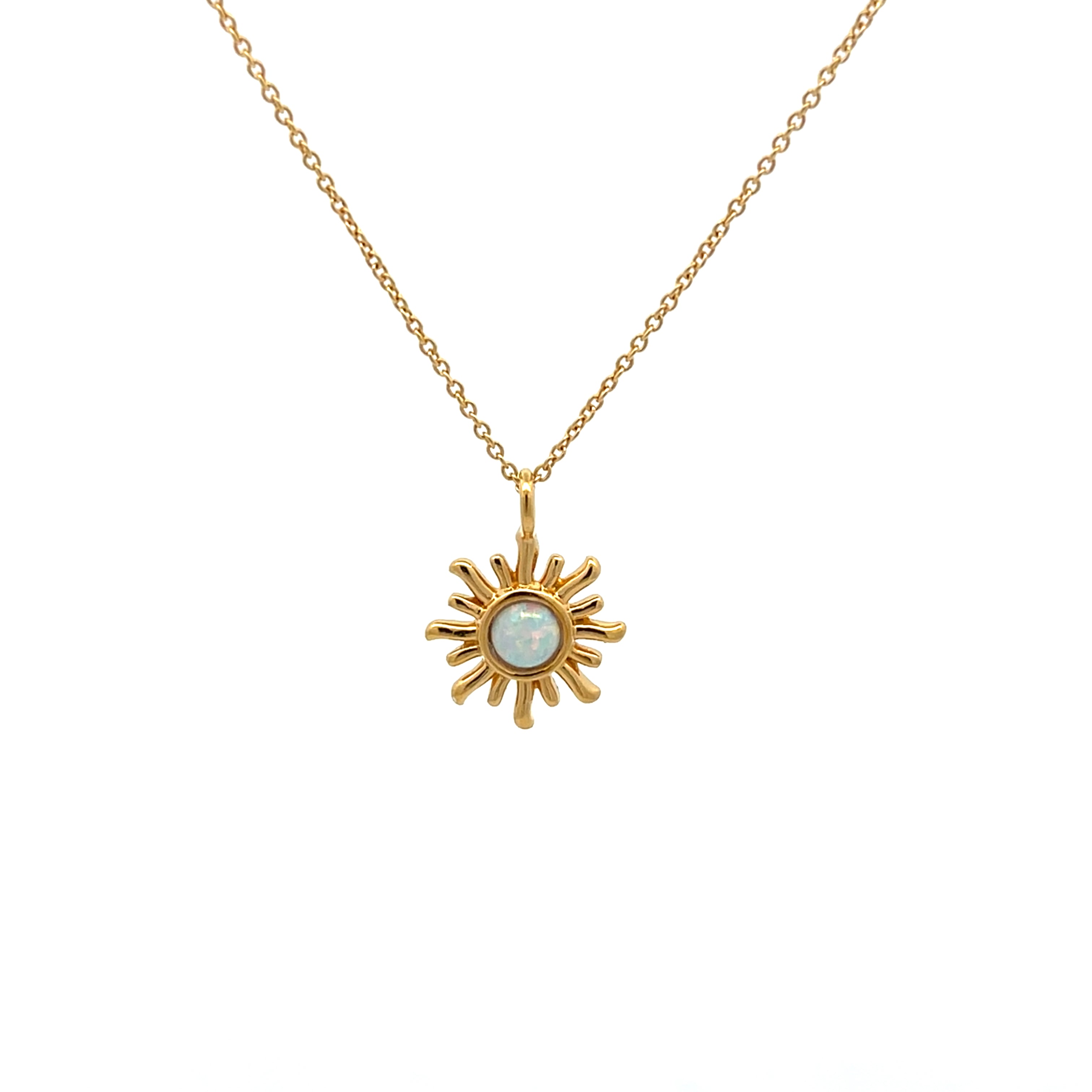 Opal Sonnen Kette Sterling Silber 925 vergoldet