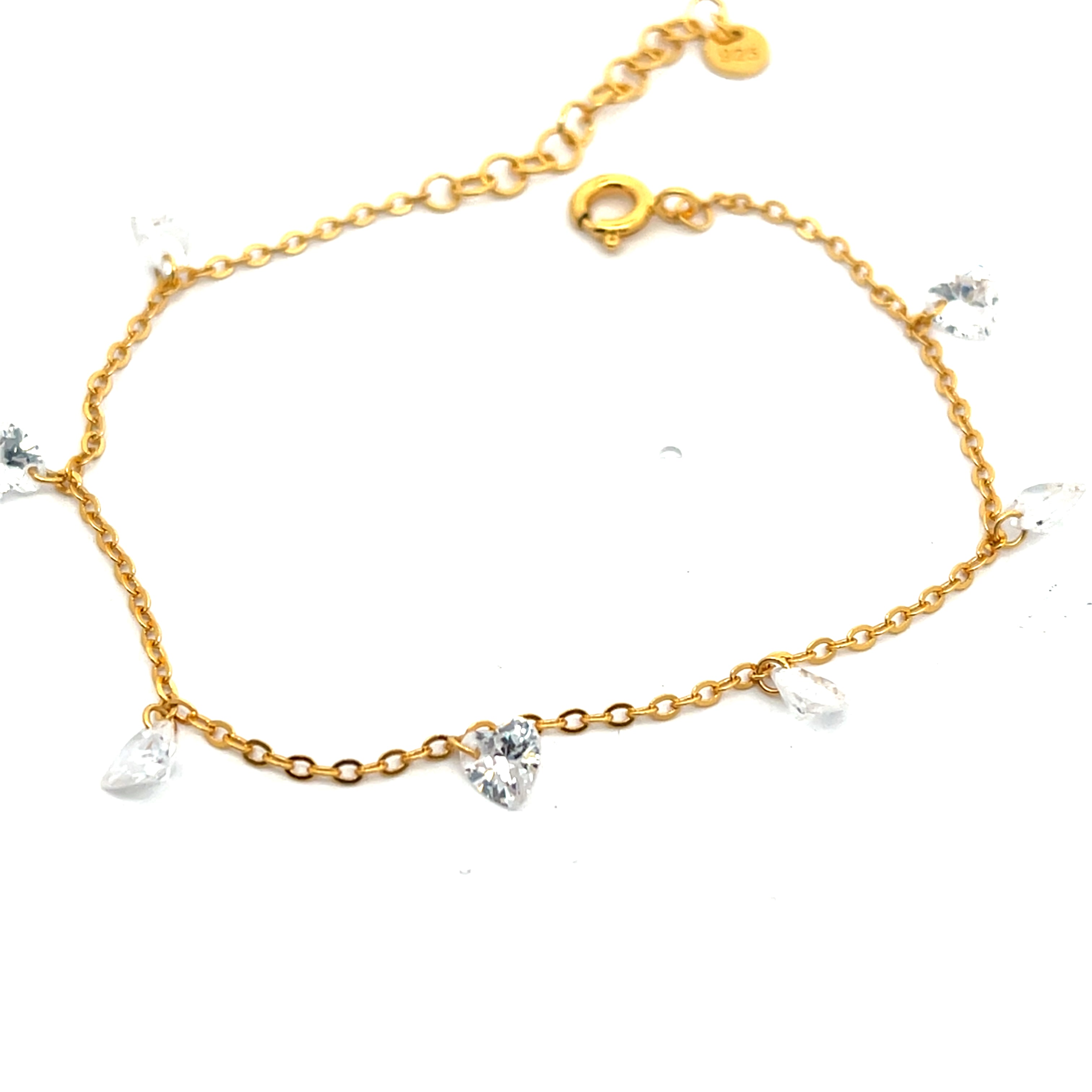 Herz Sterling Silber Armband vergoldet