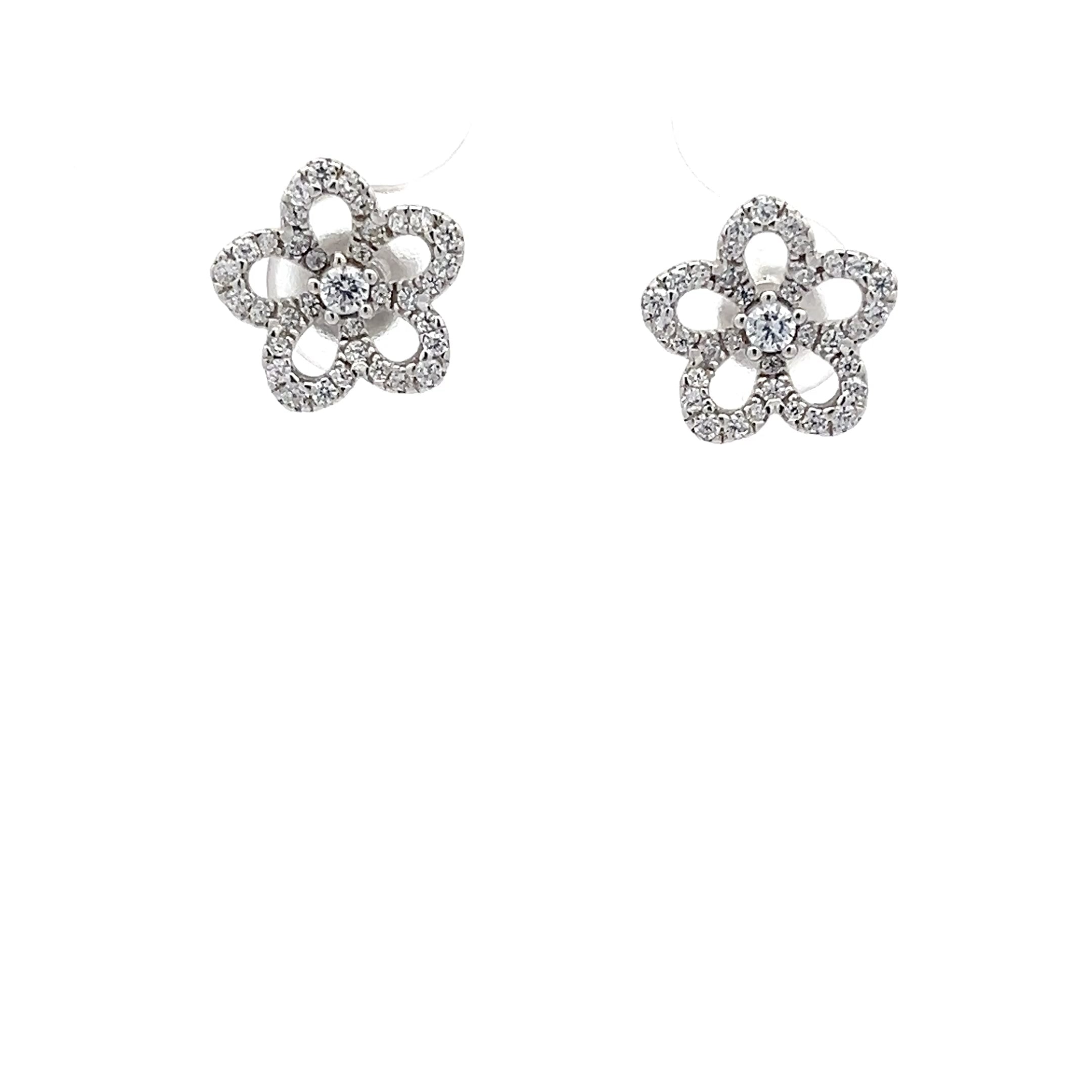 Blumen Ohrstecker mit Zirkonia Sterling Silber 925