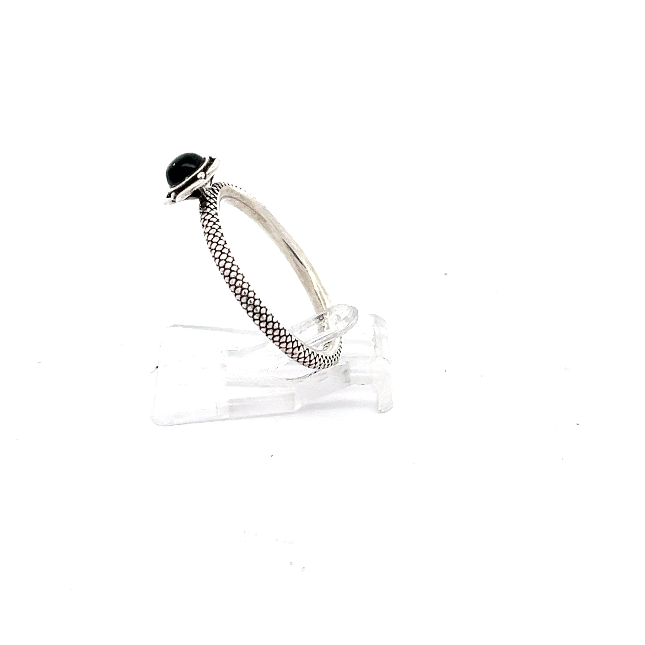 Sterling Silber 925 Damenring mit schwarzem Stein *53