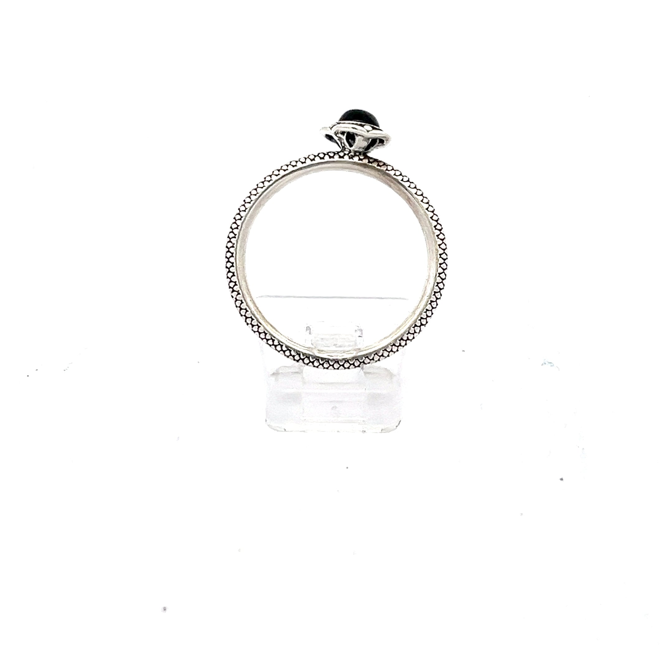 Sterling Silber 925 Damenring mit schwarzem Stein *53