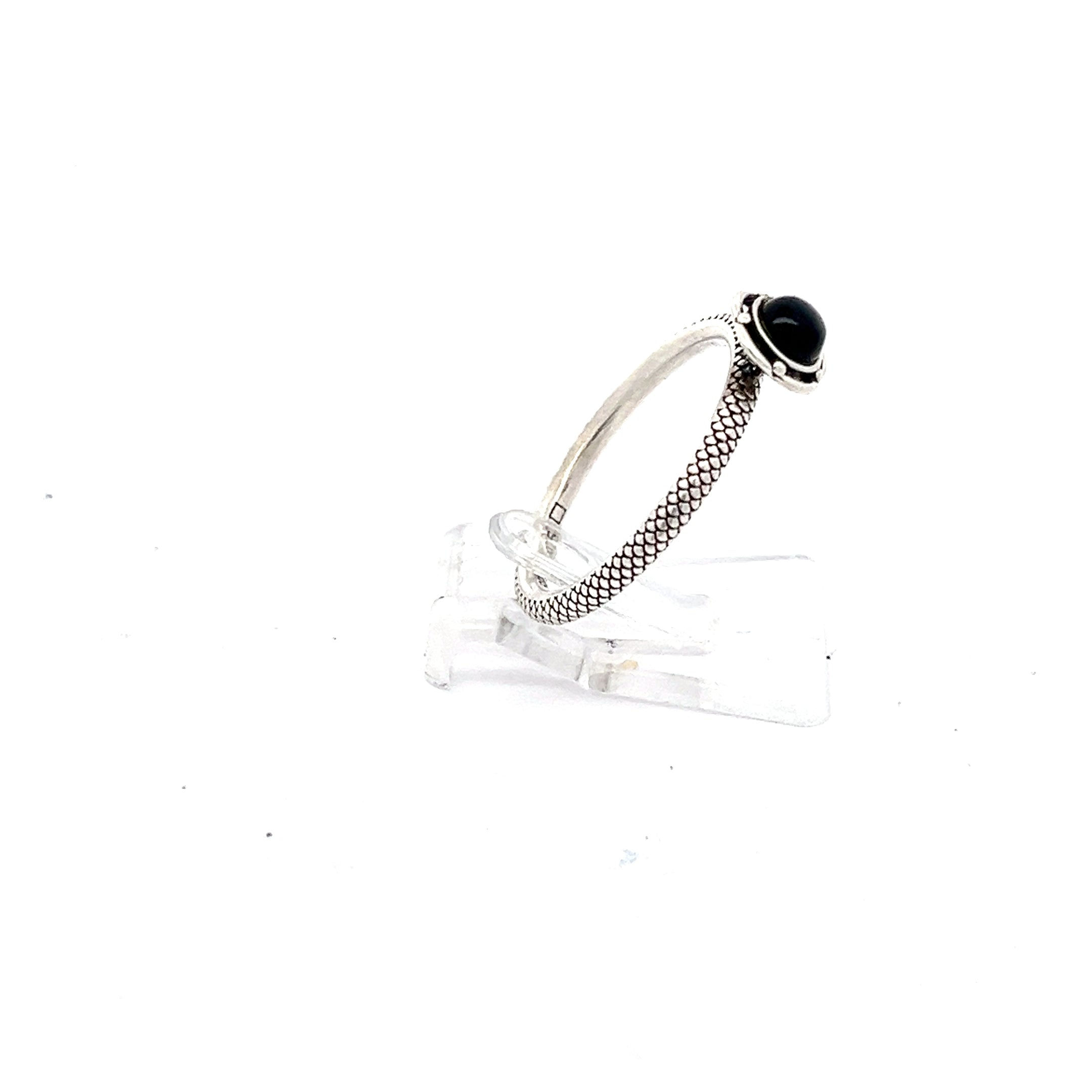 Sterling Silber 925 Damenring mit schwarzem Stein *53