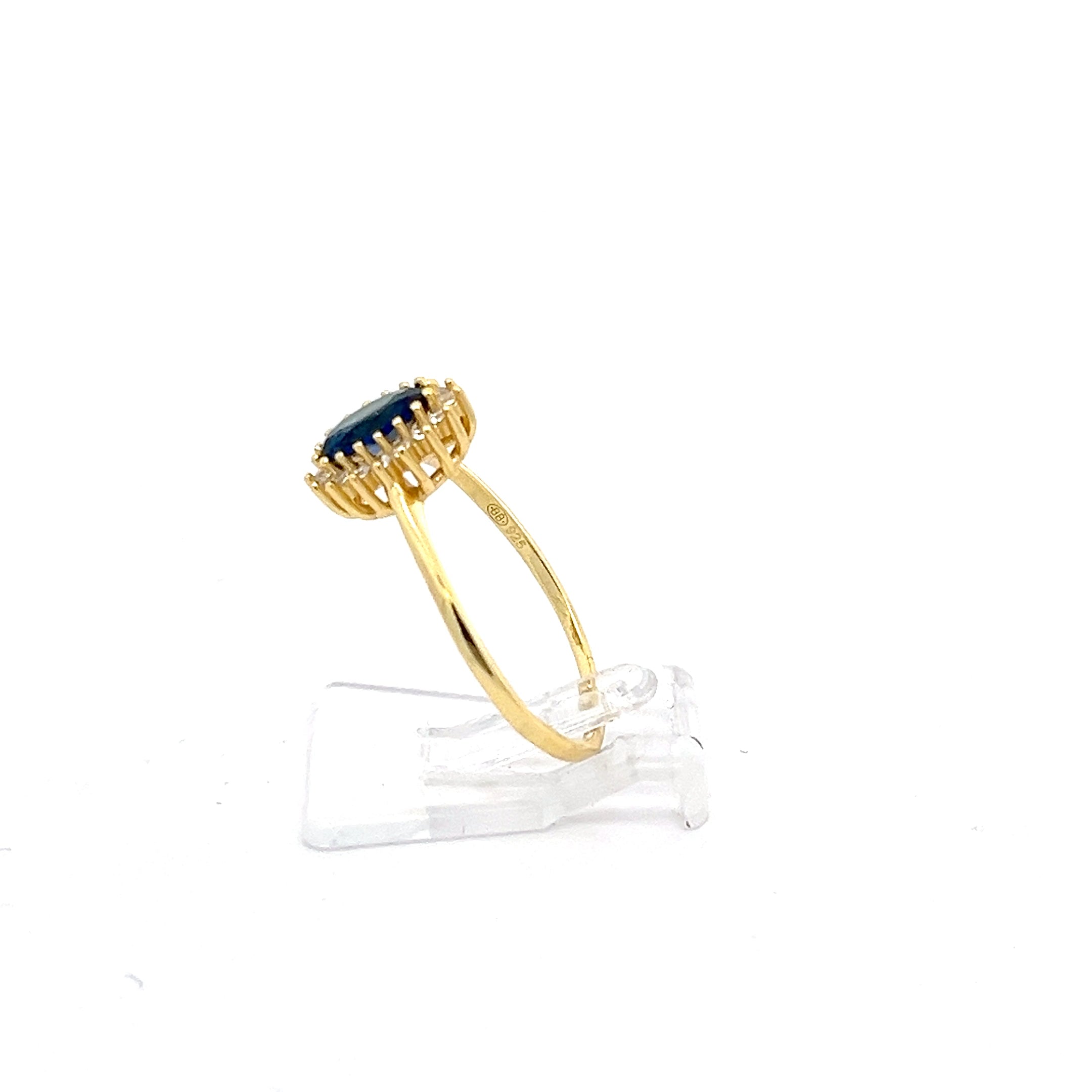 Ring Silber vergoldet mit blauen Stein und Zirkonia *57
