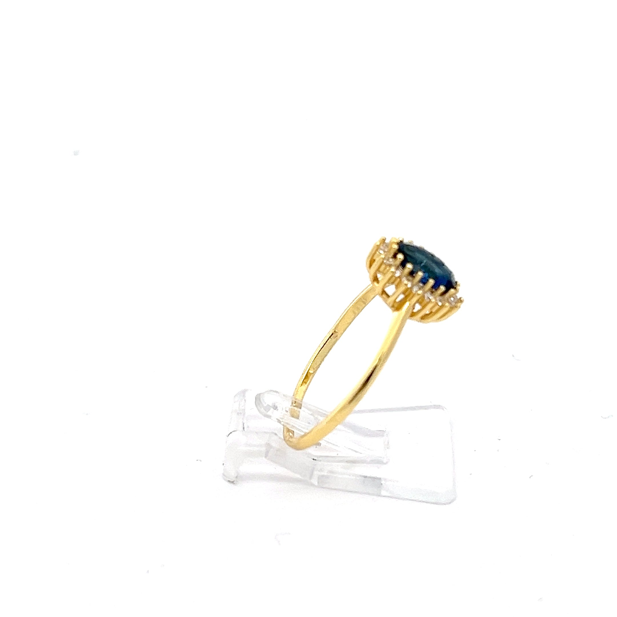 Ring Silber vergoldet mit blauen Stein und Zirkonia *57