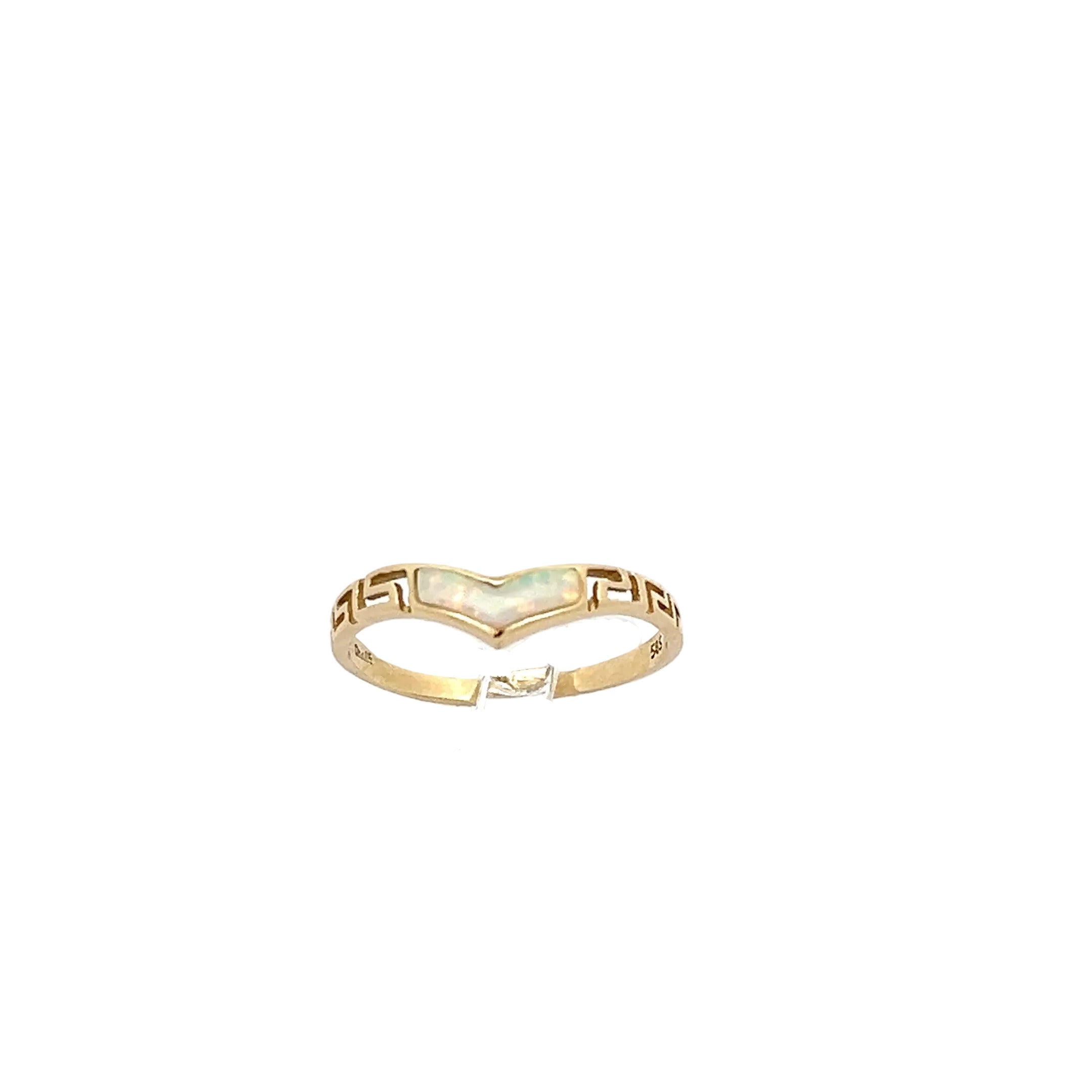 Opal Damen Ring Gelb Gold 585 14 Karat Mäander Muster *56