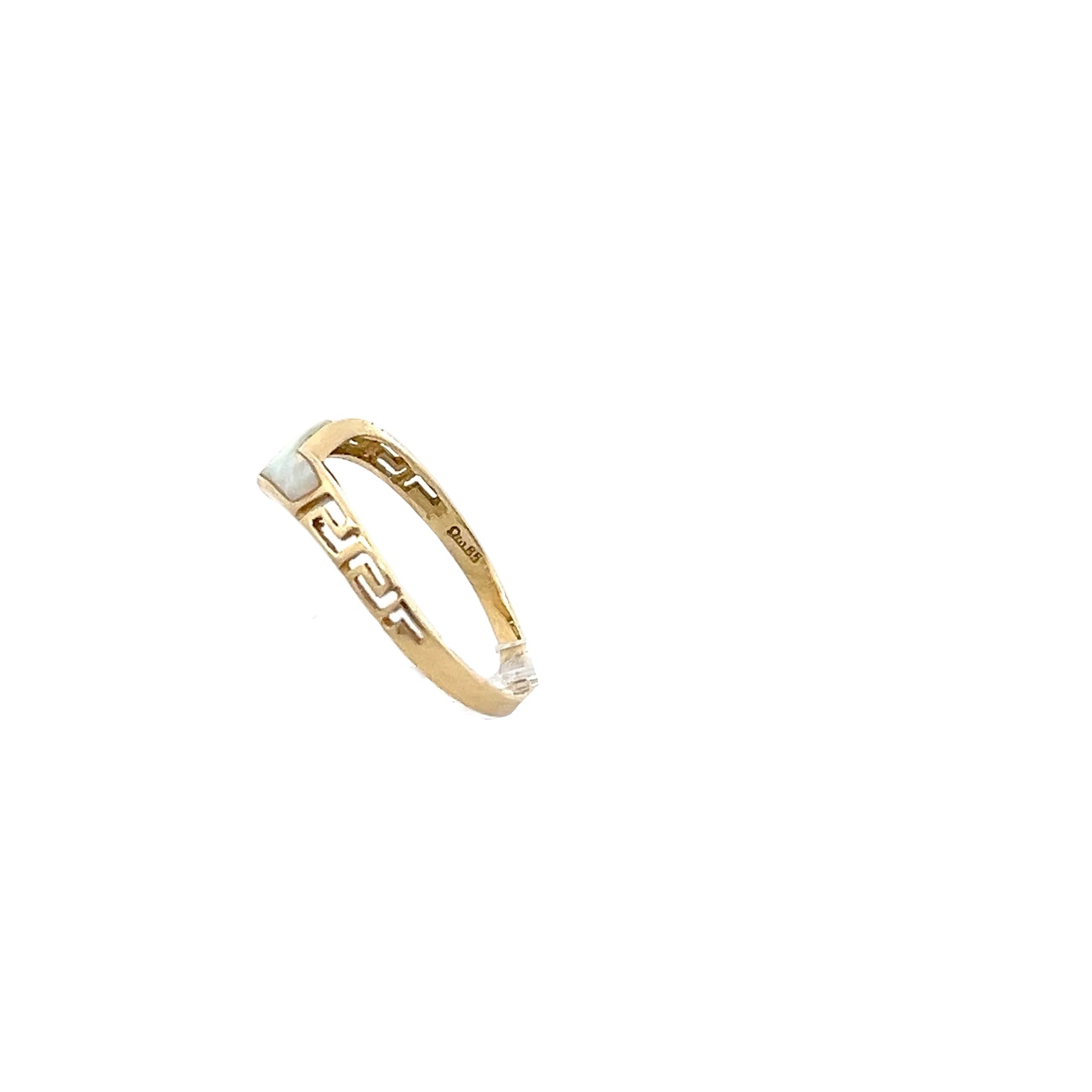 Opal Damen Ring Gelb Gold 585 14 Karat Mäander Muster *56