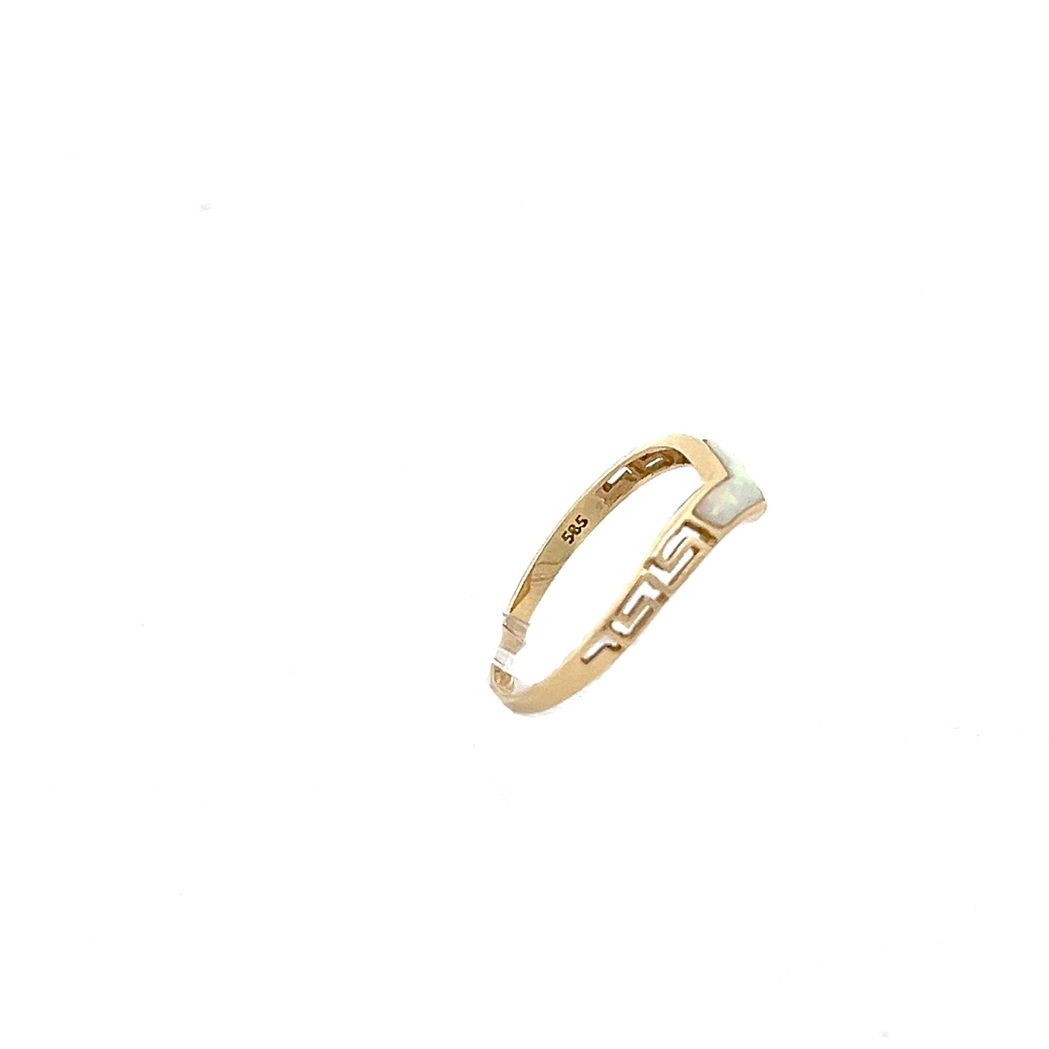 Opal Damen Ring Gelb Gold 585 14 Karat Mäander Muster *56