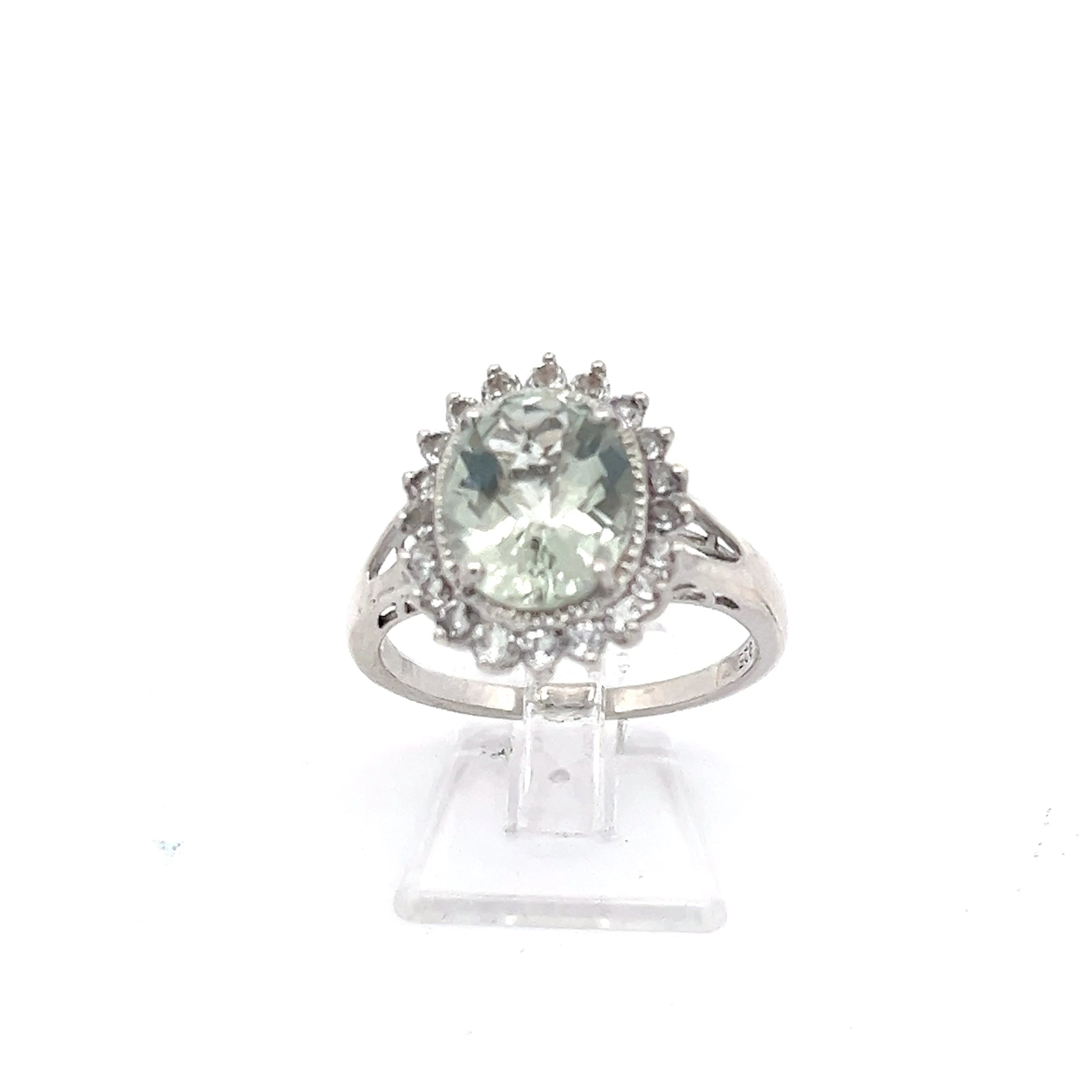 Damenring Sterling Silber 925 mit mintgrünem Stein *60