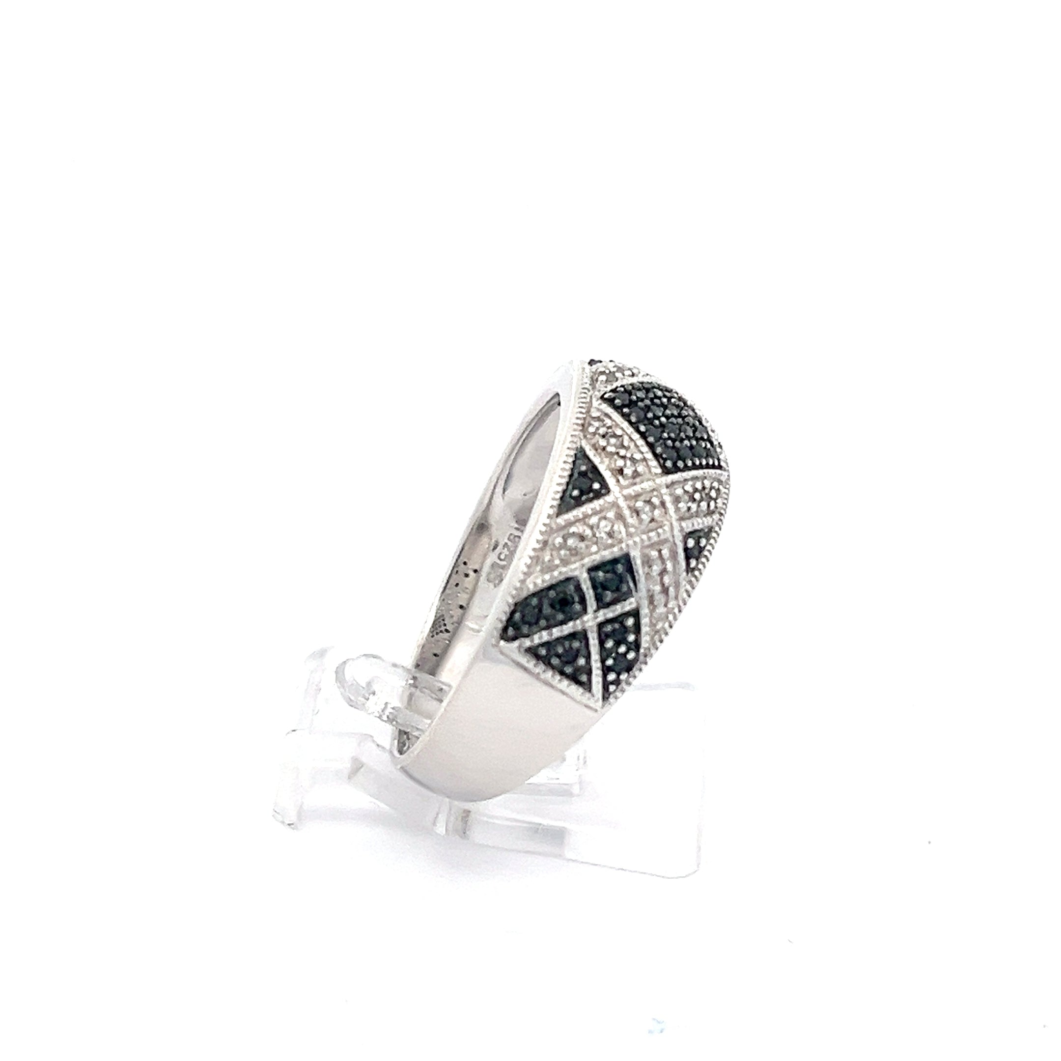 Ring Sterling Silber 925 mit Zirkonia und schwarzen Steinen *63