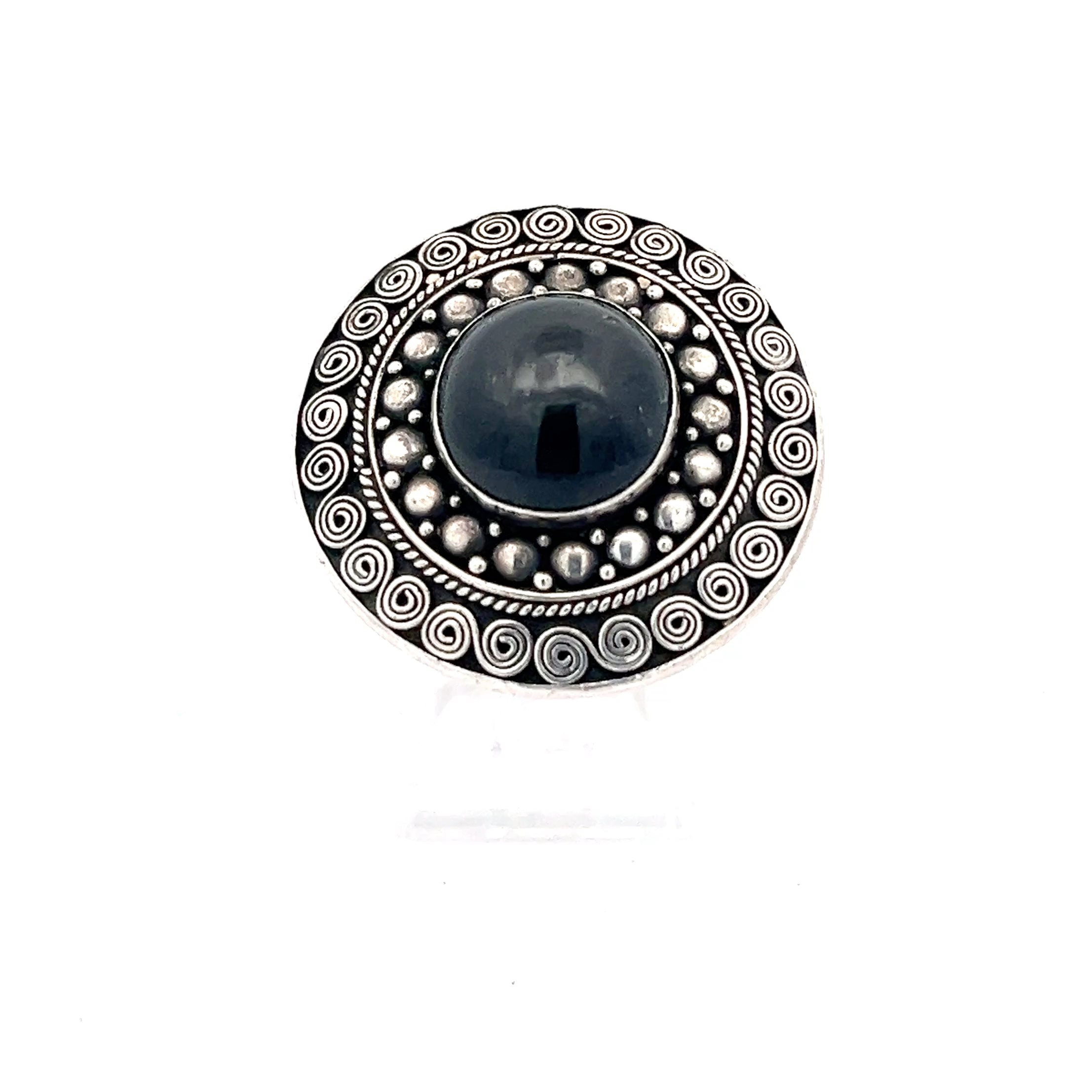 Ring Sterling Silber mit schwarzem Stein *52