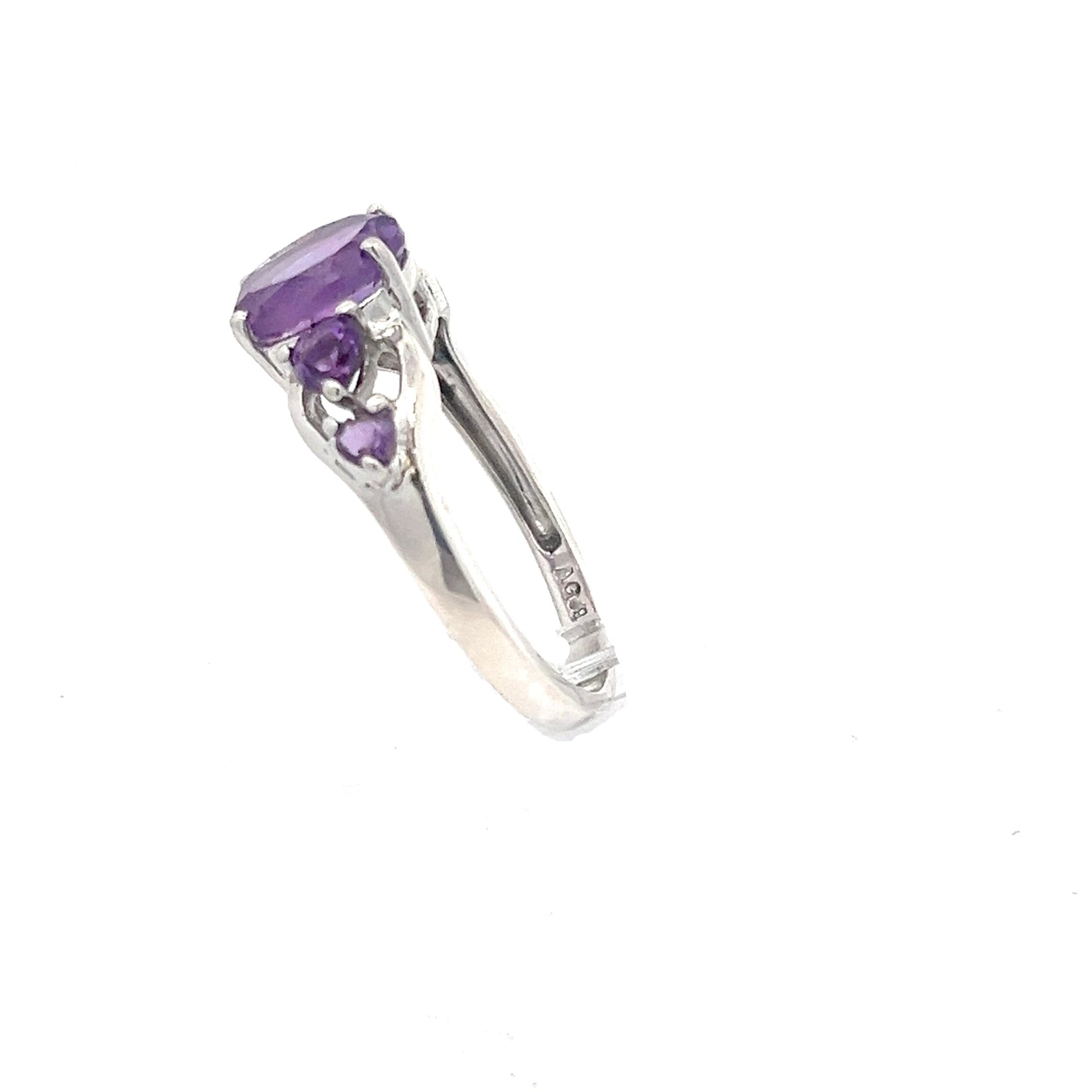 Damenring 925 Sterling Silber mit lila Steinen Gr.66