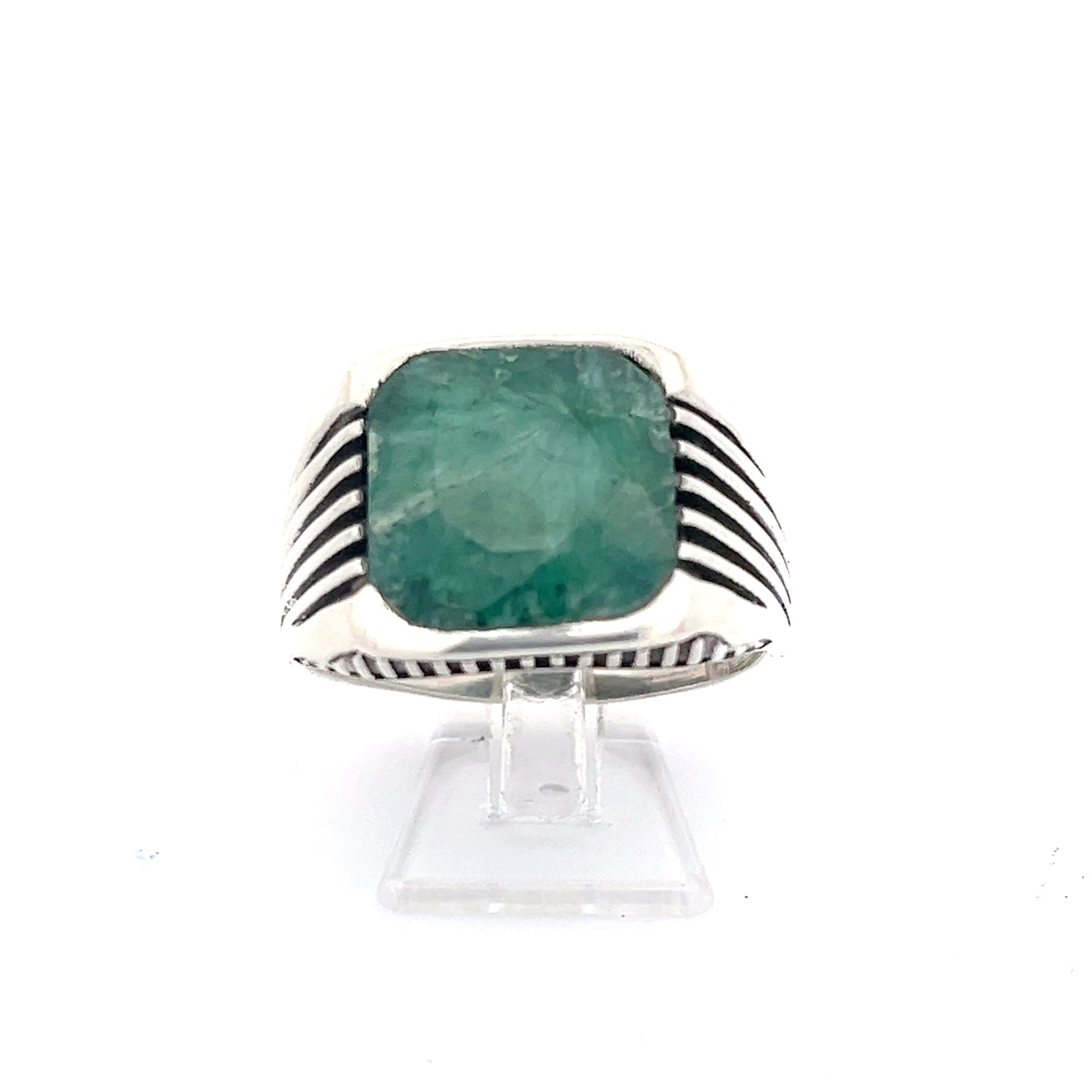 Herrenring Sterling Silber 925 mit grünem Stein *68