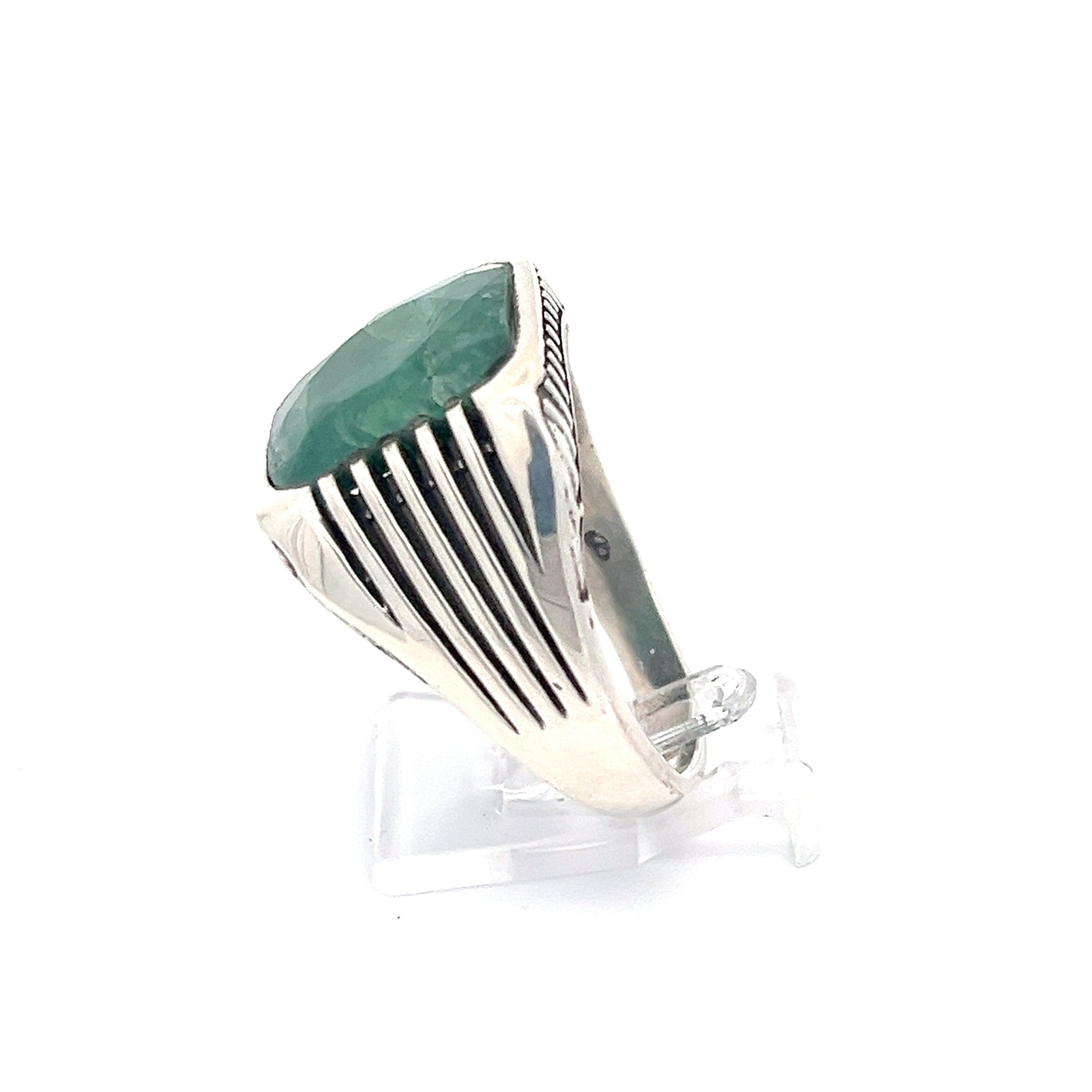 Herrenring Sterling Silber 925 mit grünem Stein *68