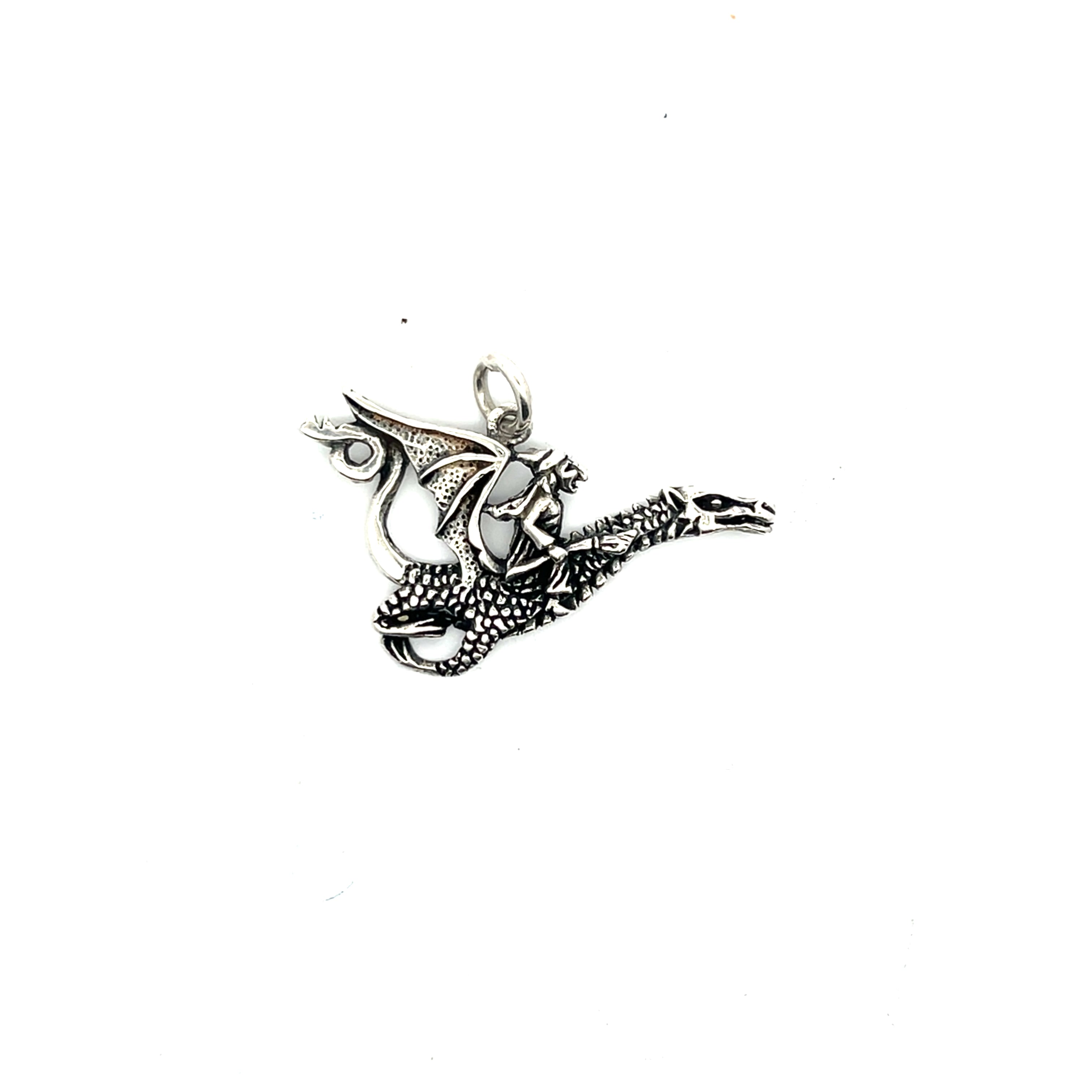 Drache mit Hexe Sterling Silber 925 Kettenanhänger