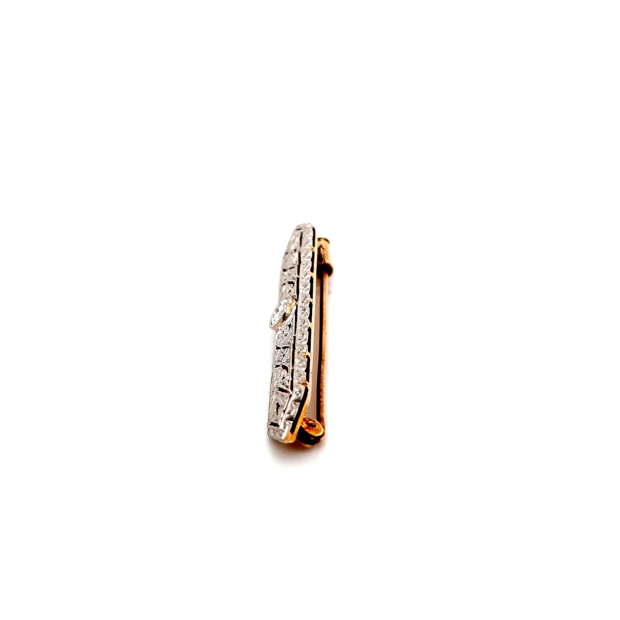 Damen Brosche Quernadel Gelbgold Weißgold Brillant Schmuck 185910