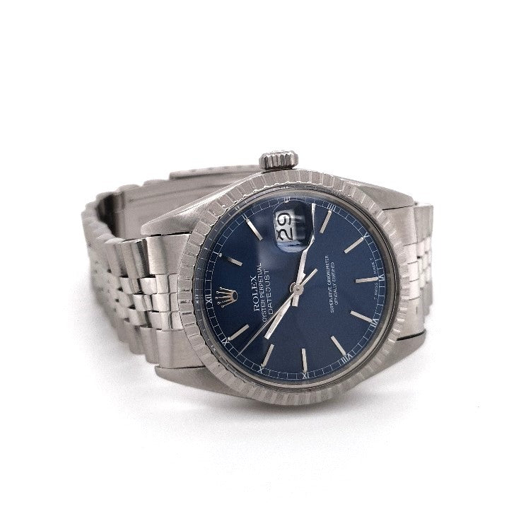 Rolex Datejust 36 mm Edelstahl Unisex Ref.: 16030 blaues Zifferblatt Zertifikat