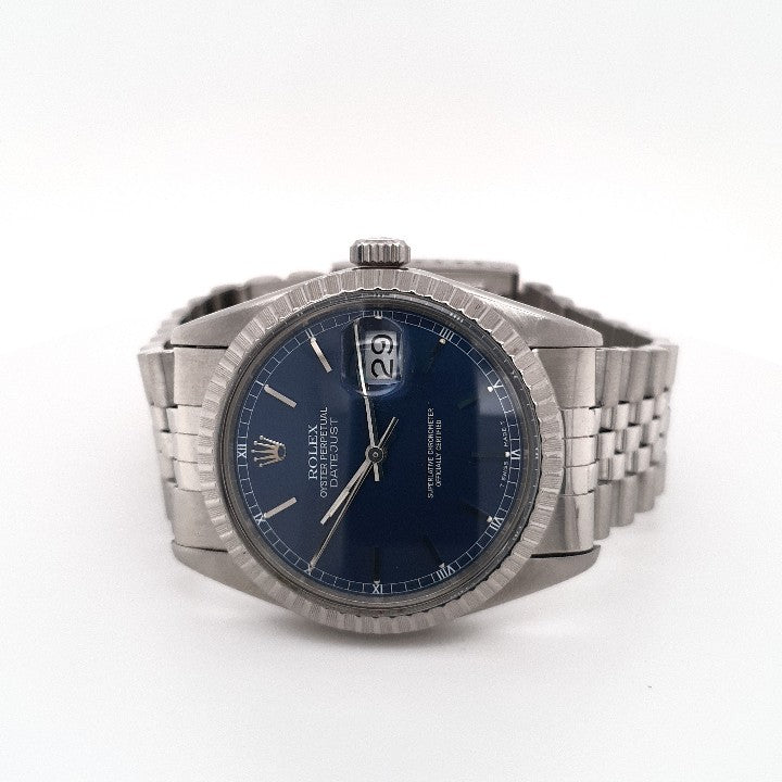 Rolex Datejust 36 mm Edelstahl Unisex Ref.: 16030 blaues Zifferblatt Zertifikat