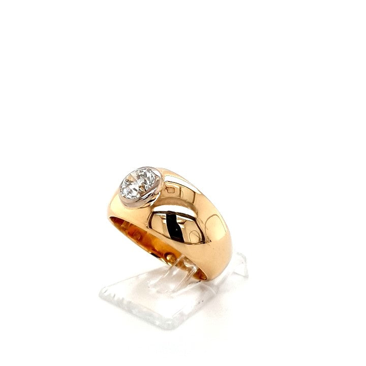 Ring Gelb Weiß Gold 750 Brillant Unisex Schmuck