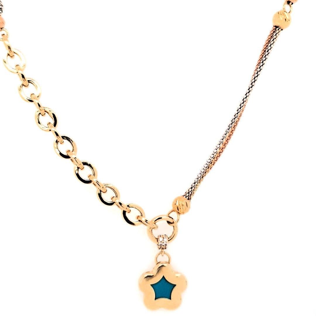 Collier Gelbgold Weißgold Rotgold 585 14 kt. Zirkonia Anhänger  Damen Schmuck 189625