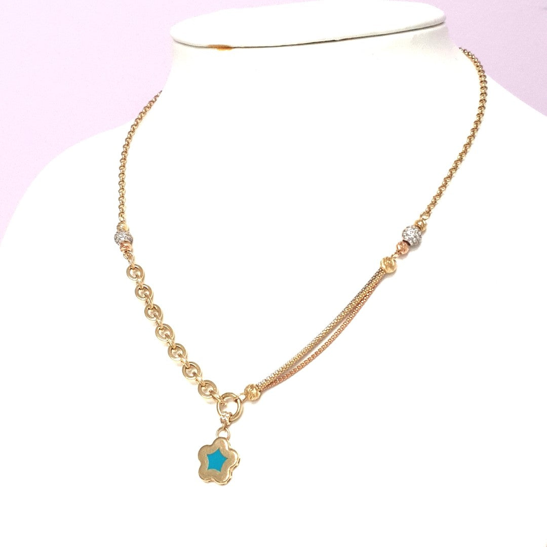 Collier Gelbgold Weißgold Rotgold 585 14 kt. Zirkonia Anhänger  Damen Schmuck 189625