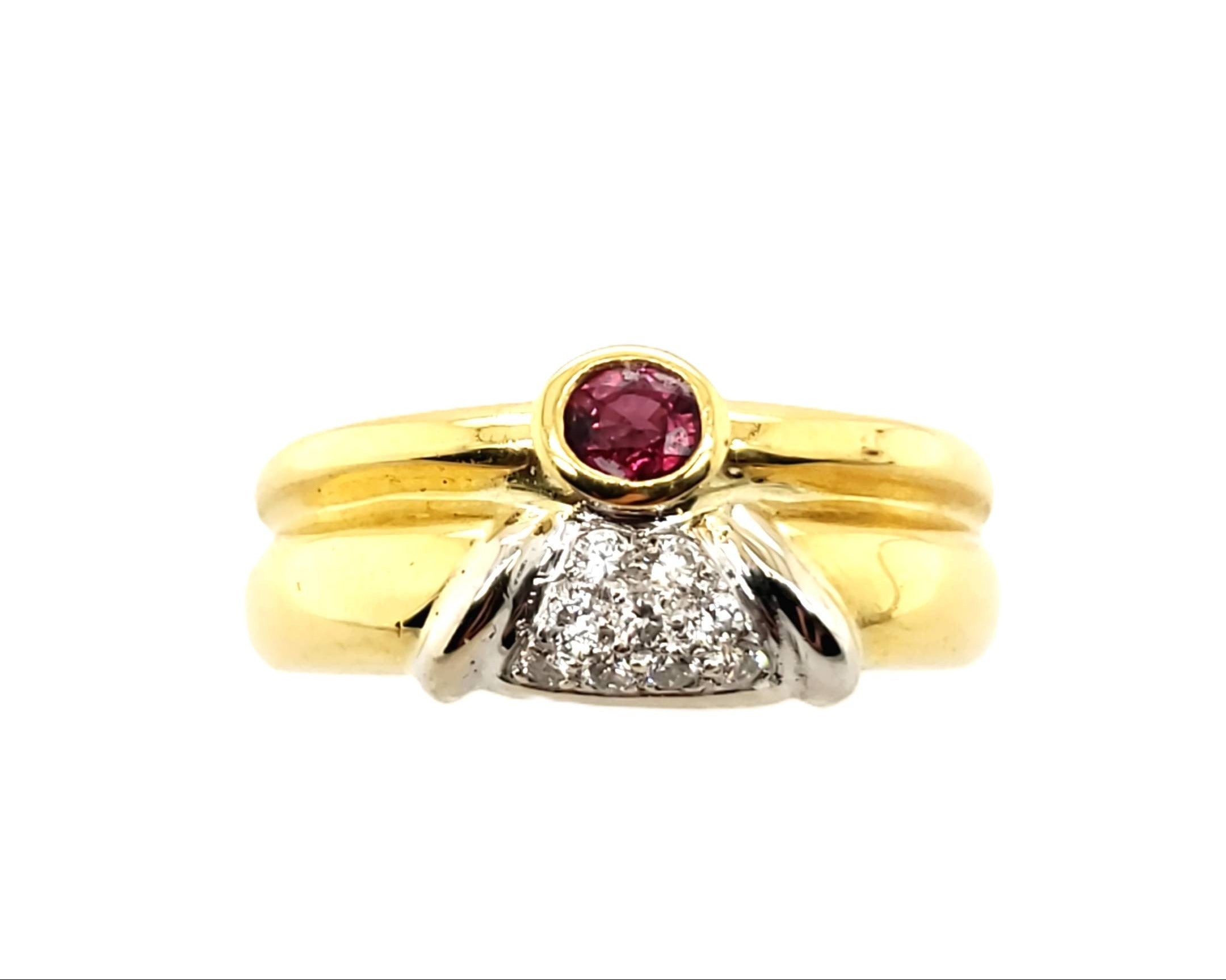 Damenring Gelbgold Weißgold 750 mit Brillanten Gr.55