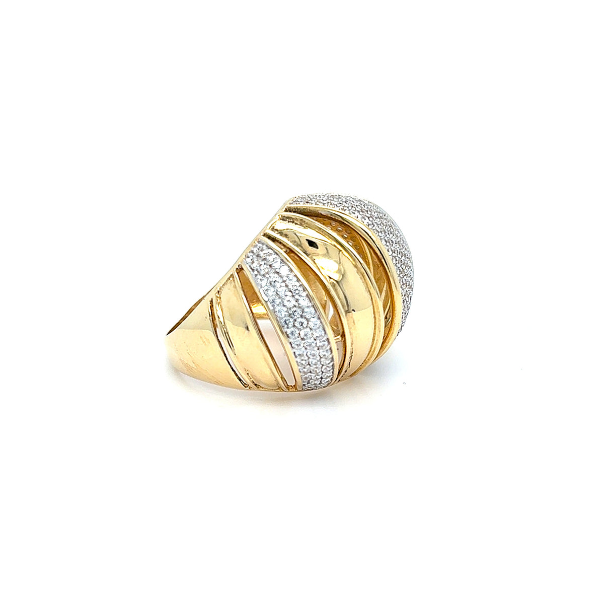 Ring Gelb Weiß Gold 585 14 kt Zirkonia Damen