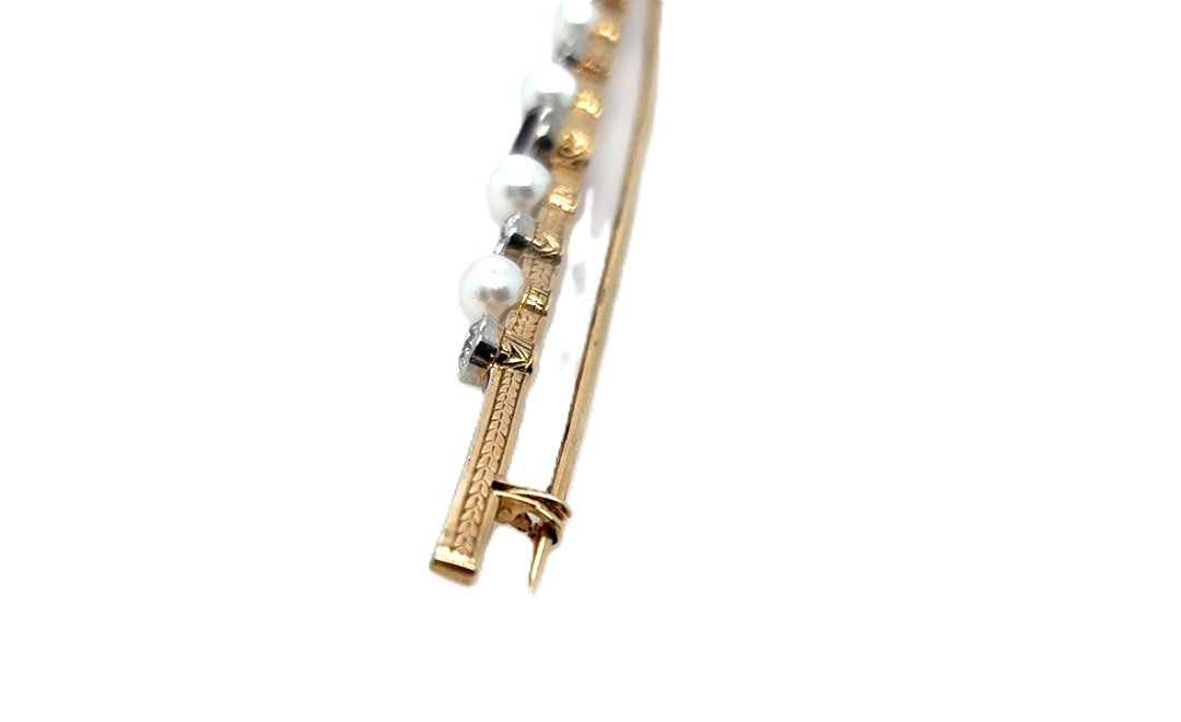 Brosche Gelb-/Weißgold Diamant 585/14kt