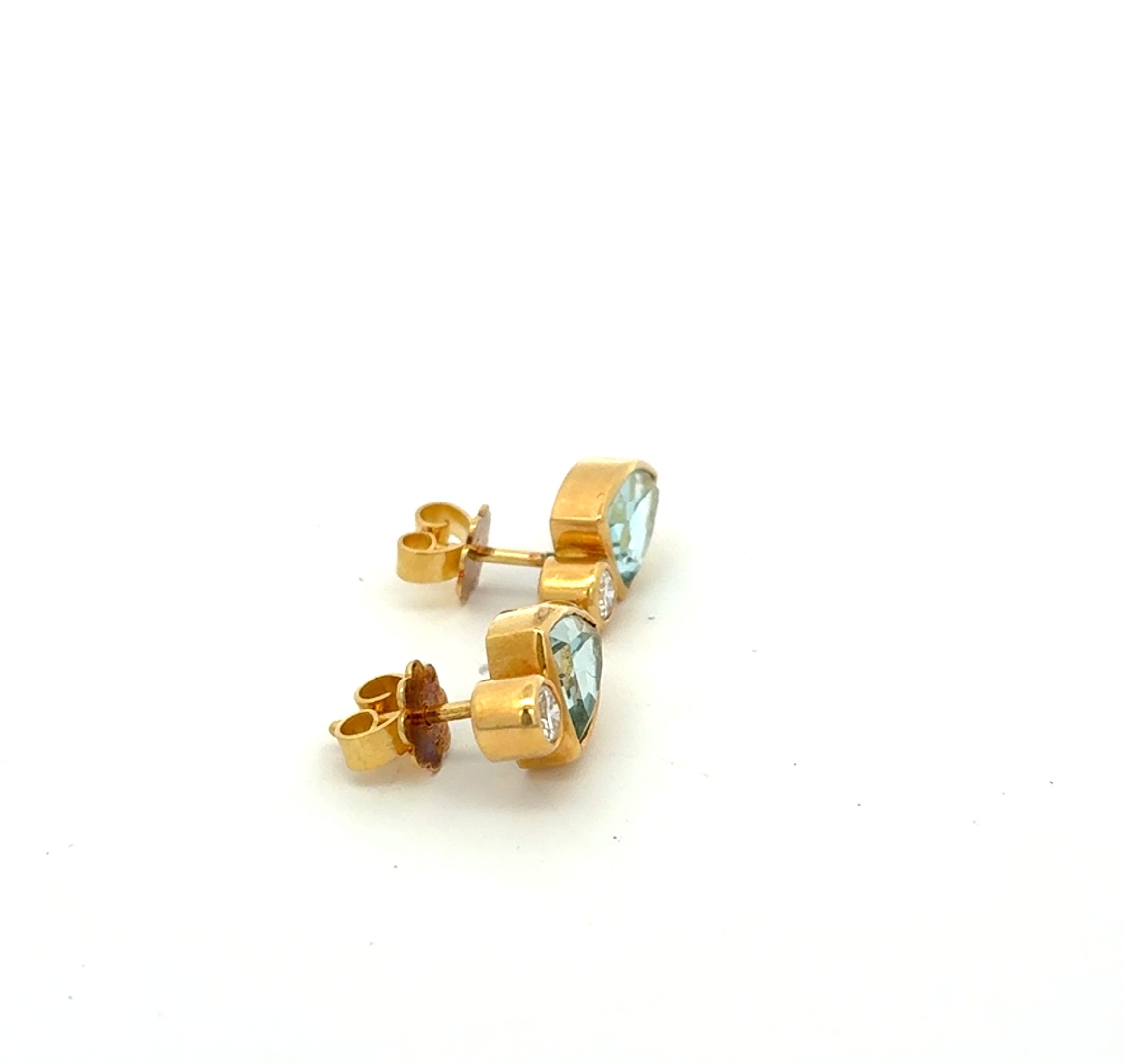 Ohrringe Gelb Gold 750 Brillanten Aquamarin