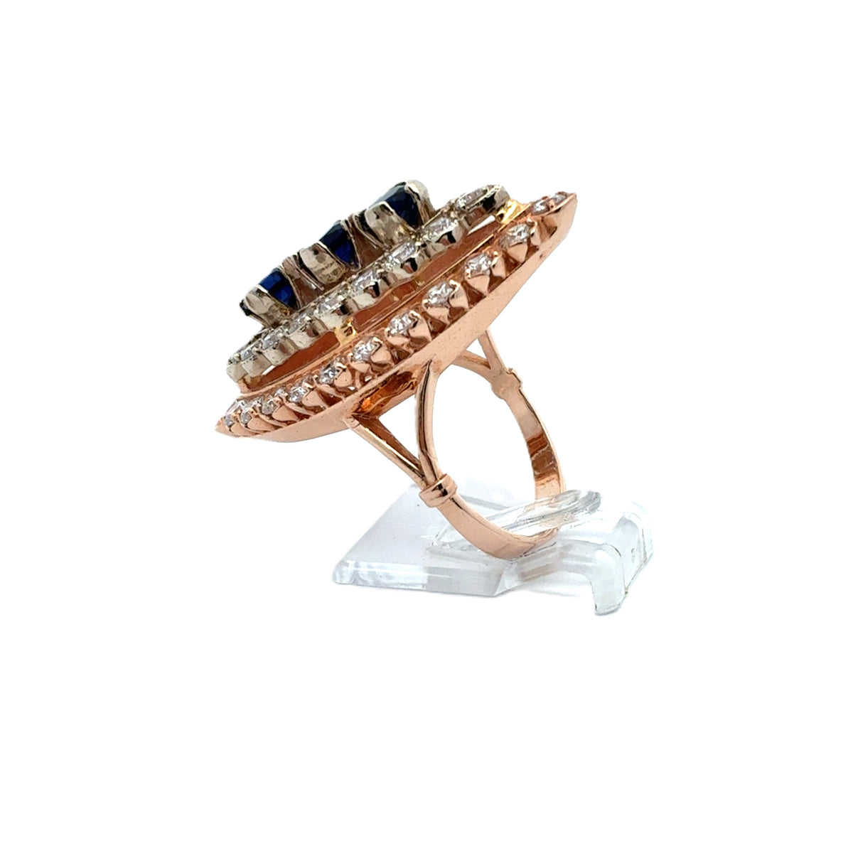 Ring Rot Weiß Gold 585 Zirkonia Schmuckstein Blau Geschenk