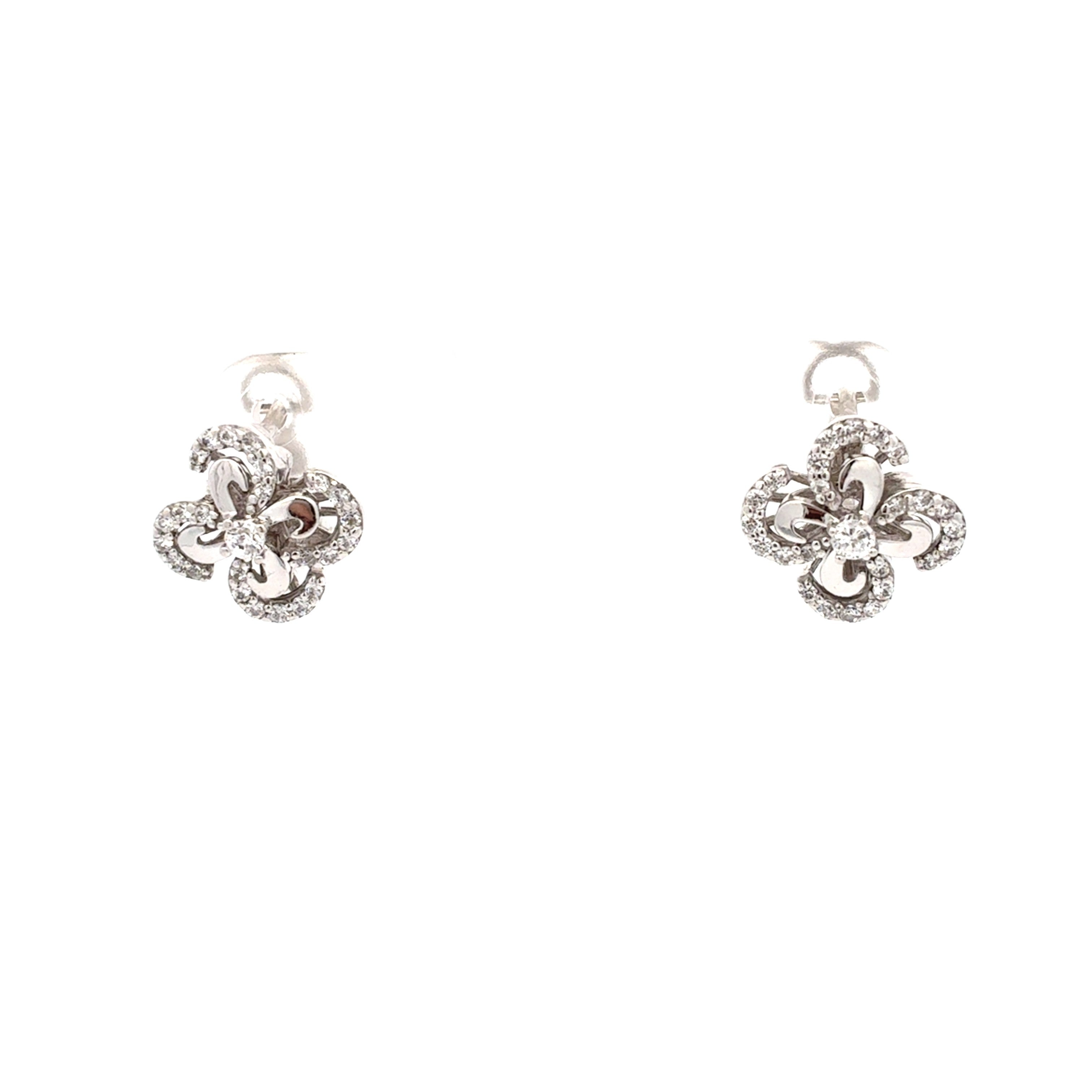 Ohrringe Weißgold 585/14kt Zirkonia Stecker