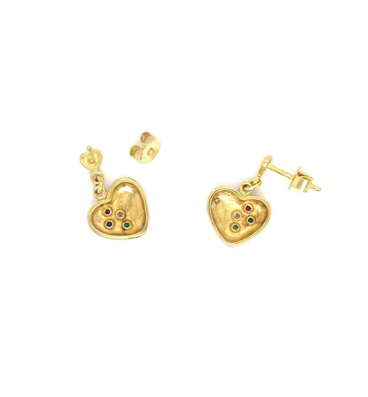Ohrringe Gold 585 14 kt Herz Brillant Farbsteine Damen