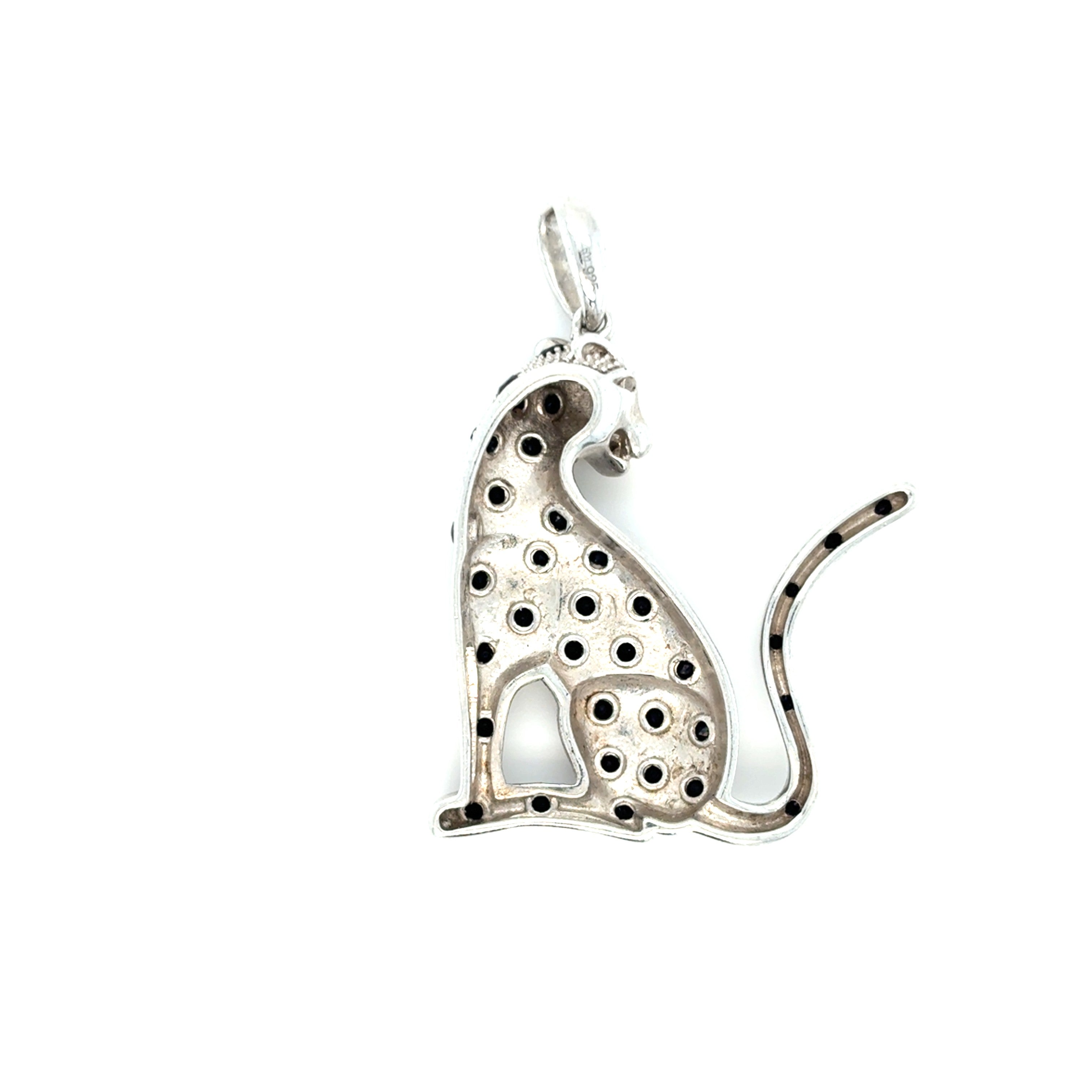 Anhänger Silber 925 Leopard Schmucksteine Schwarz Unisex